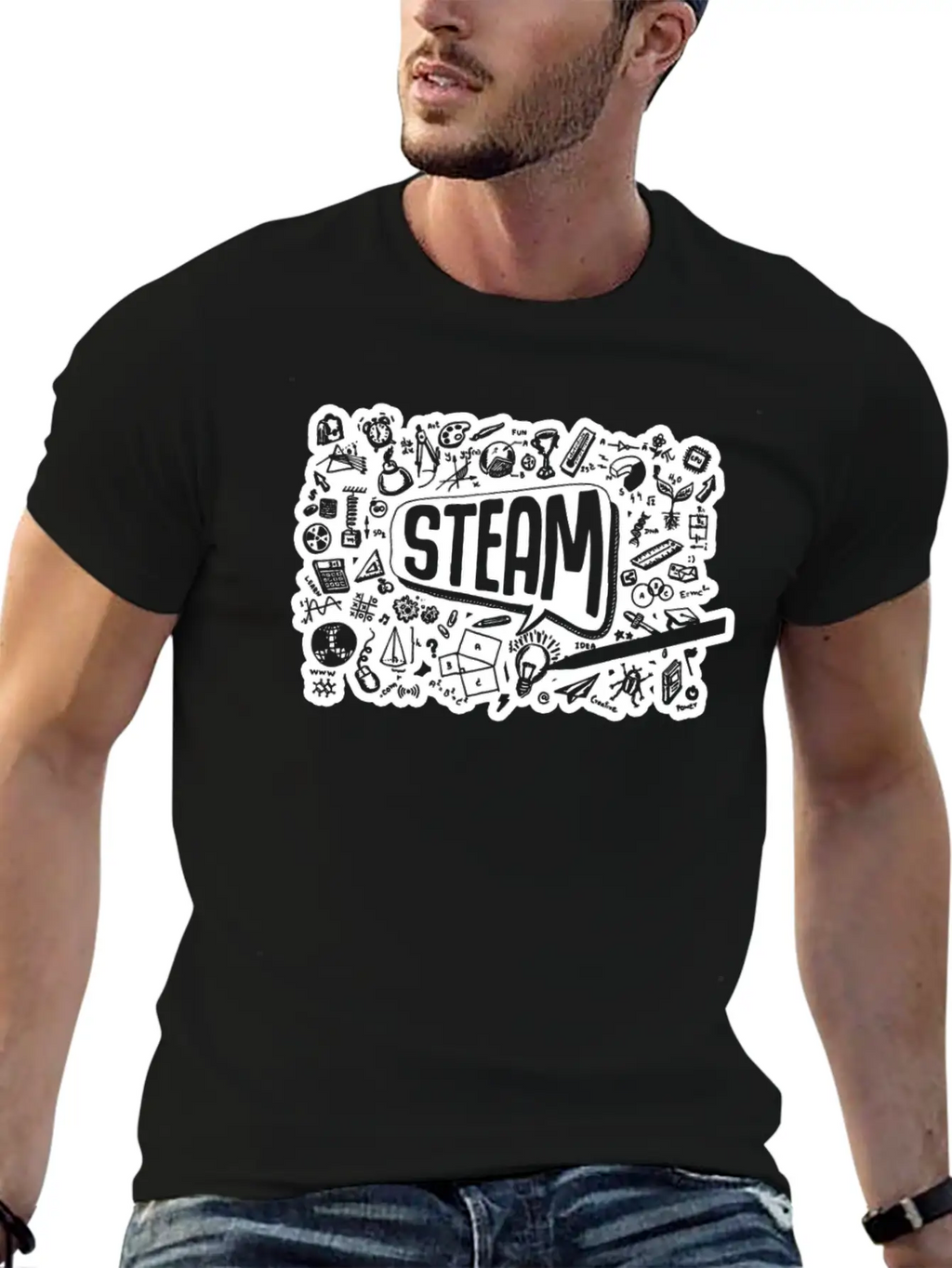 STEAM Thought Cloud Science Engineering Art STEM Essential Cotton Tee For Daily Outfits – Unisex Style