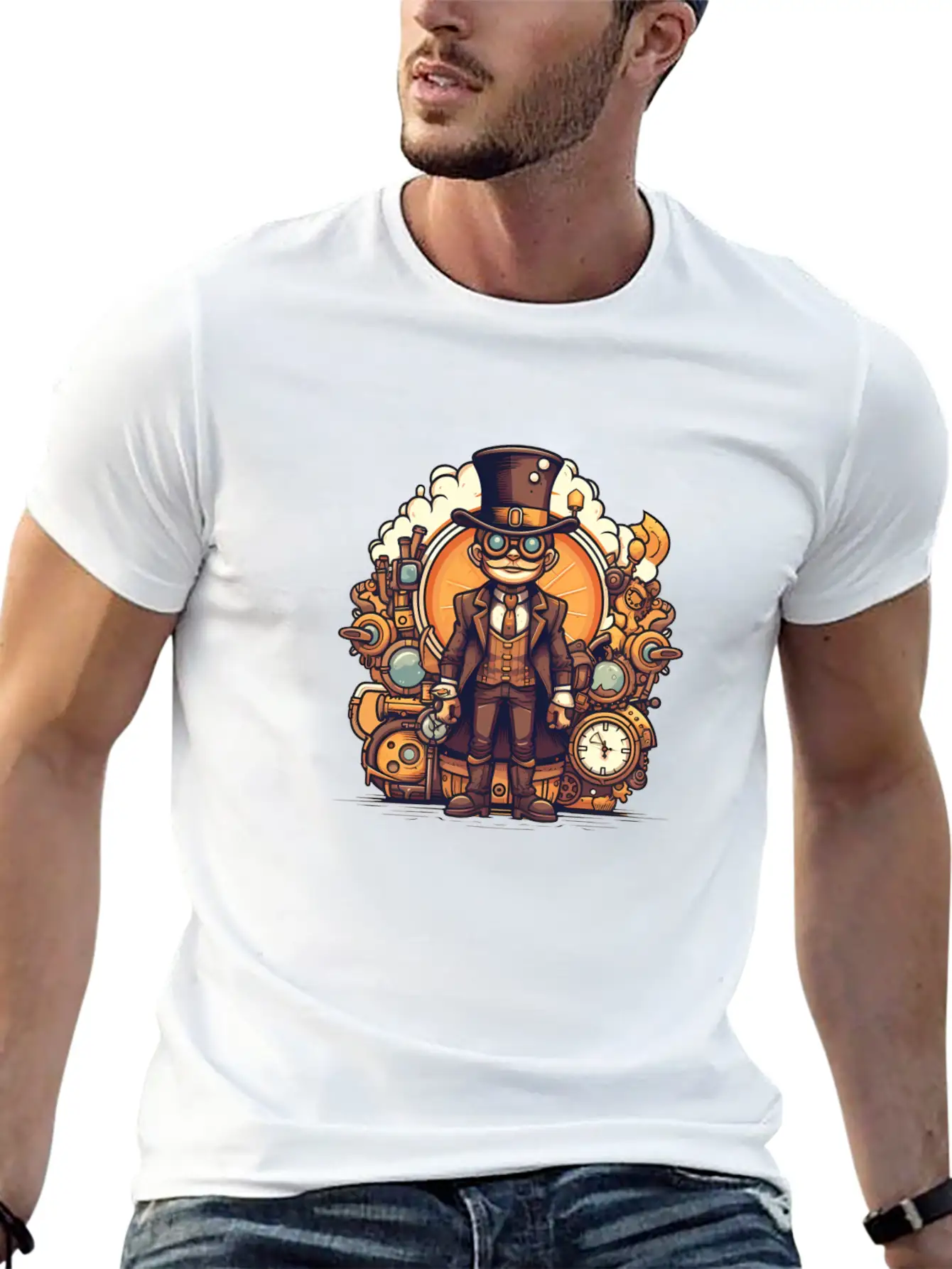 Steampunk Streetwear Unisex Casual T-Shirt – Clean Design For Daily Comfort