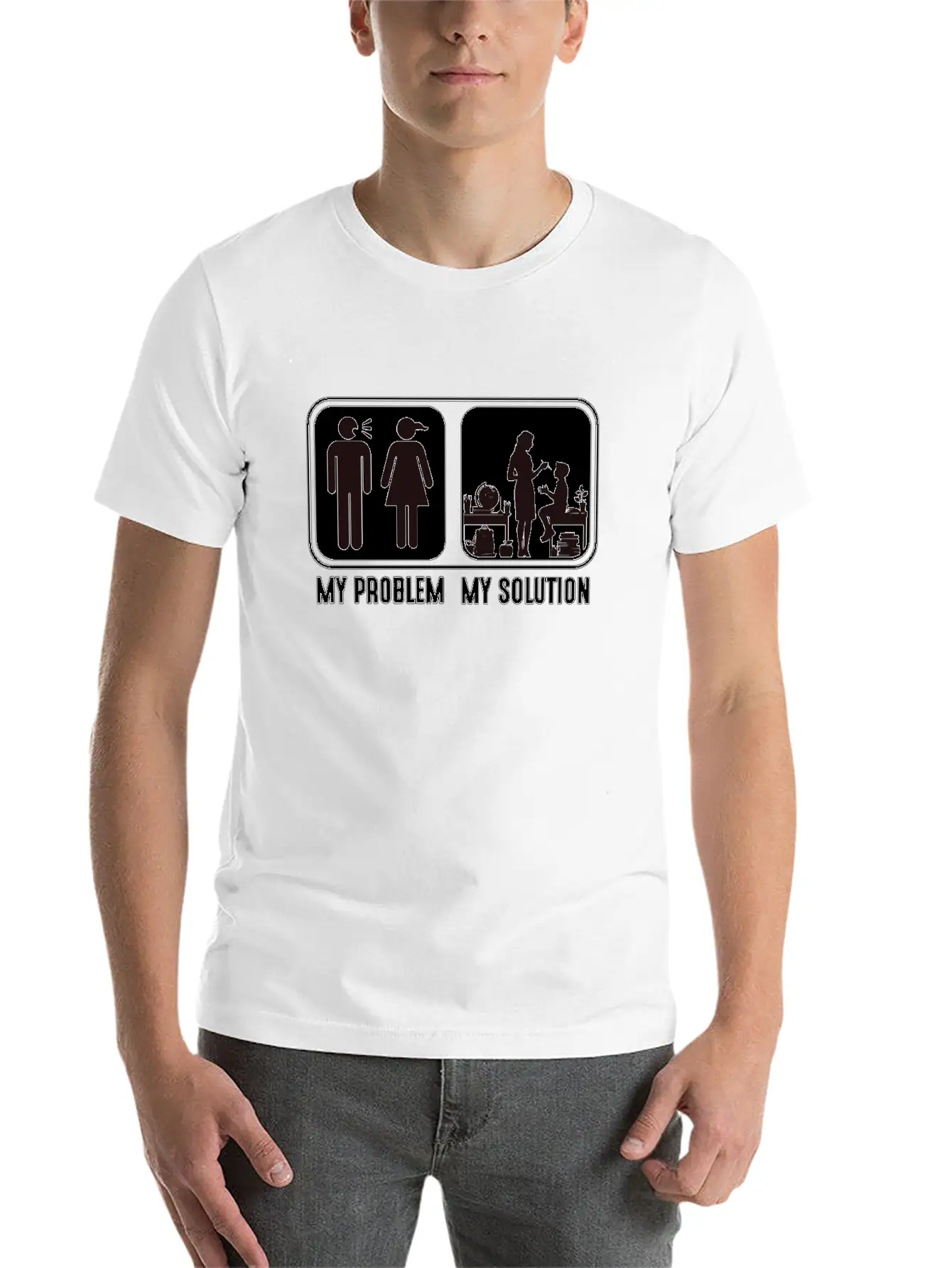 STEM Teacher My Problem My Solution Pictogram Mom Classic Cotton Tee – Unisex Comfort For Any Season