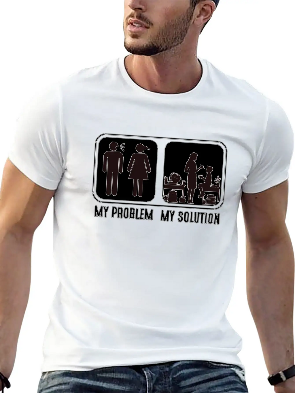 STEM Teacher My Problem My Solution Pictogram Mom Classic Cotton Tee – Unisex Comfort For Any Season