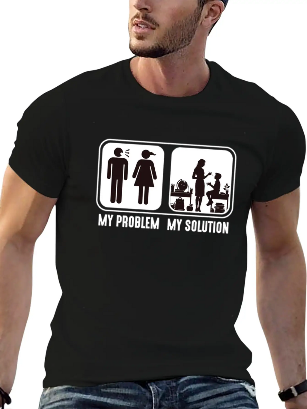 STEM Teacher My Problem My Solution Pictogram Mom Classic Cotton Tee – Unisex Comfort For Any Season