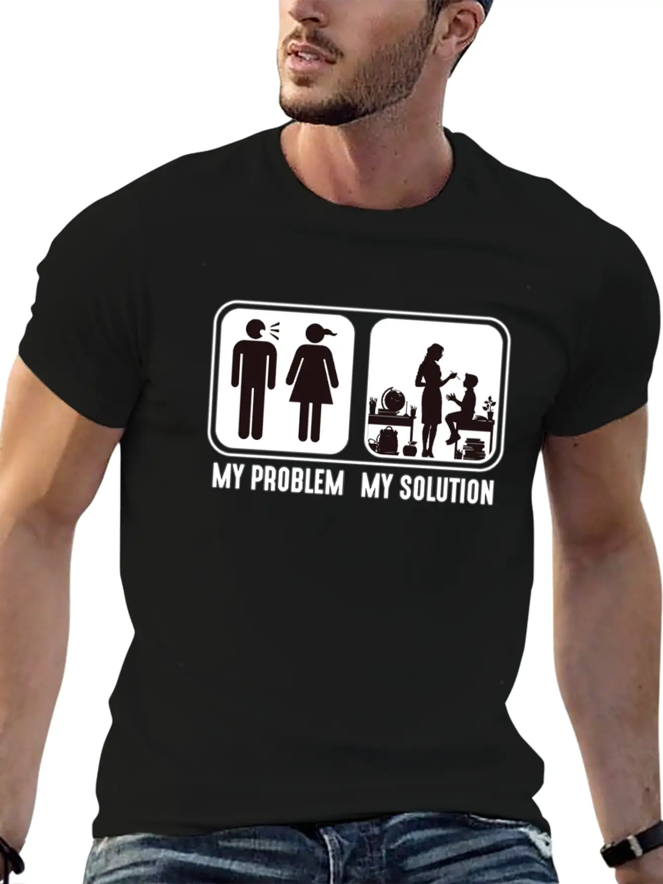 STEM Teacher My Problem My Solution Pictogram Mom Classic Cotton Tee – Unisex Comfort For Any Season