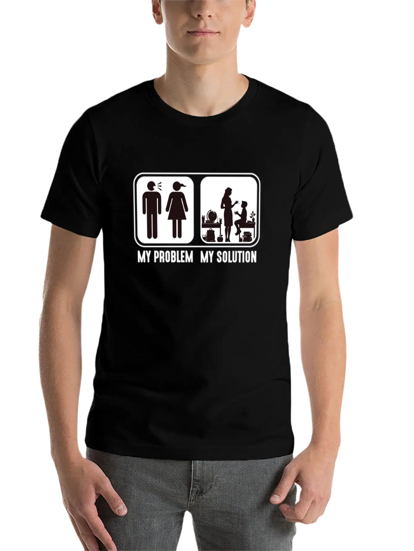 STEM Teacher My Problem My Solution Pictogram Mom Classic Cotton Tee – Unisex Comfort For Any Season
