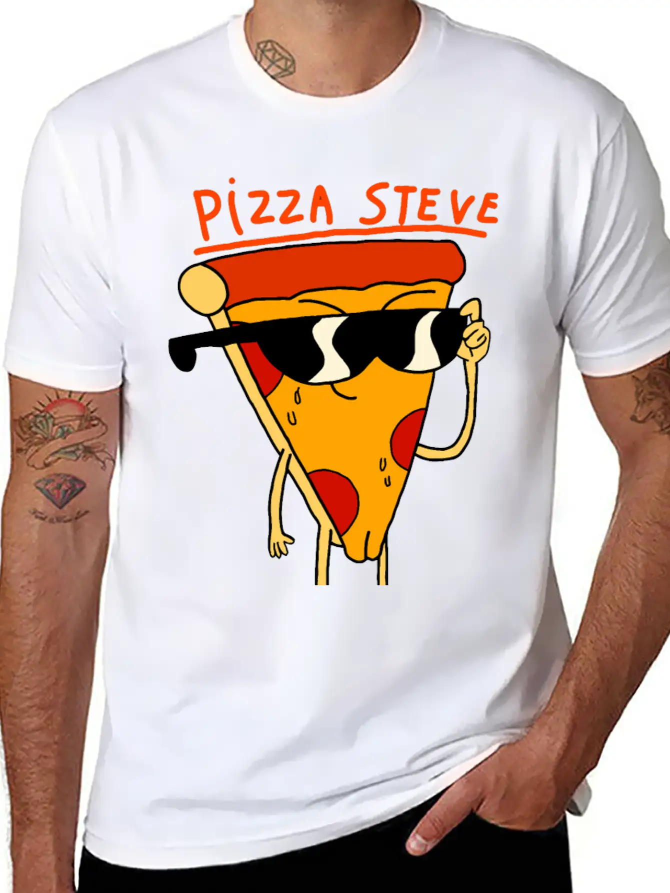Steve Pizza Funny Art Relaxed Everyday Tee – Lightweight And Durable Cotton