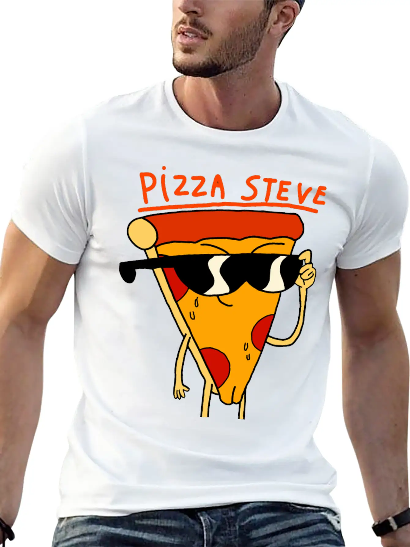 Steve Pizza Funny Art Relaxed Everyday Tee – Lightweight And Durable Cotton