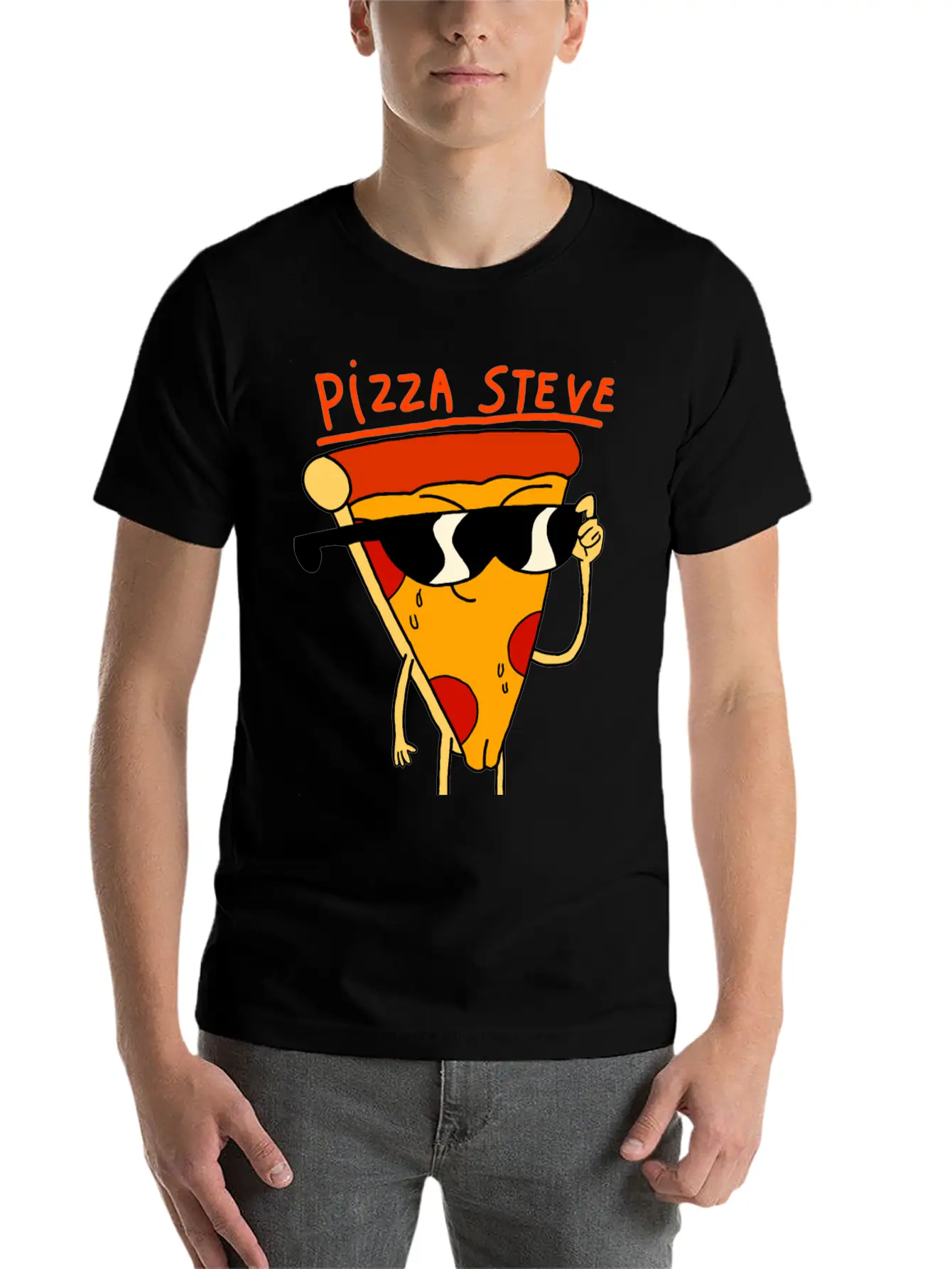 Steve Pizza Funny Art Relaxed Everyday Tee – Lightweight And Durable Cotton