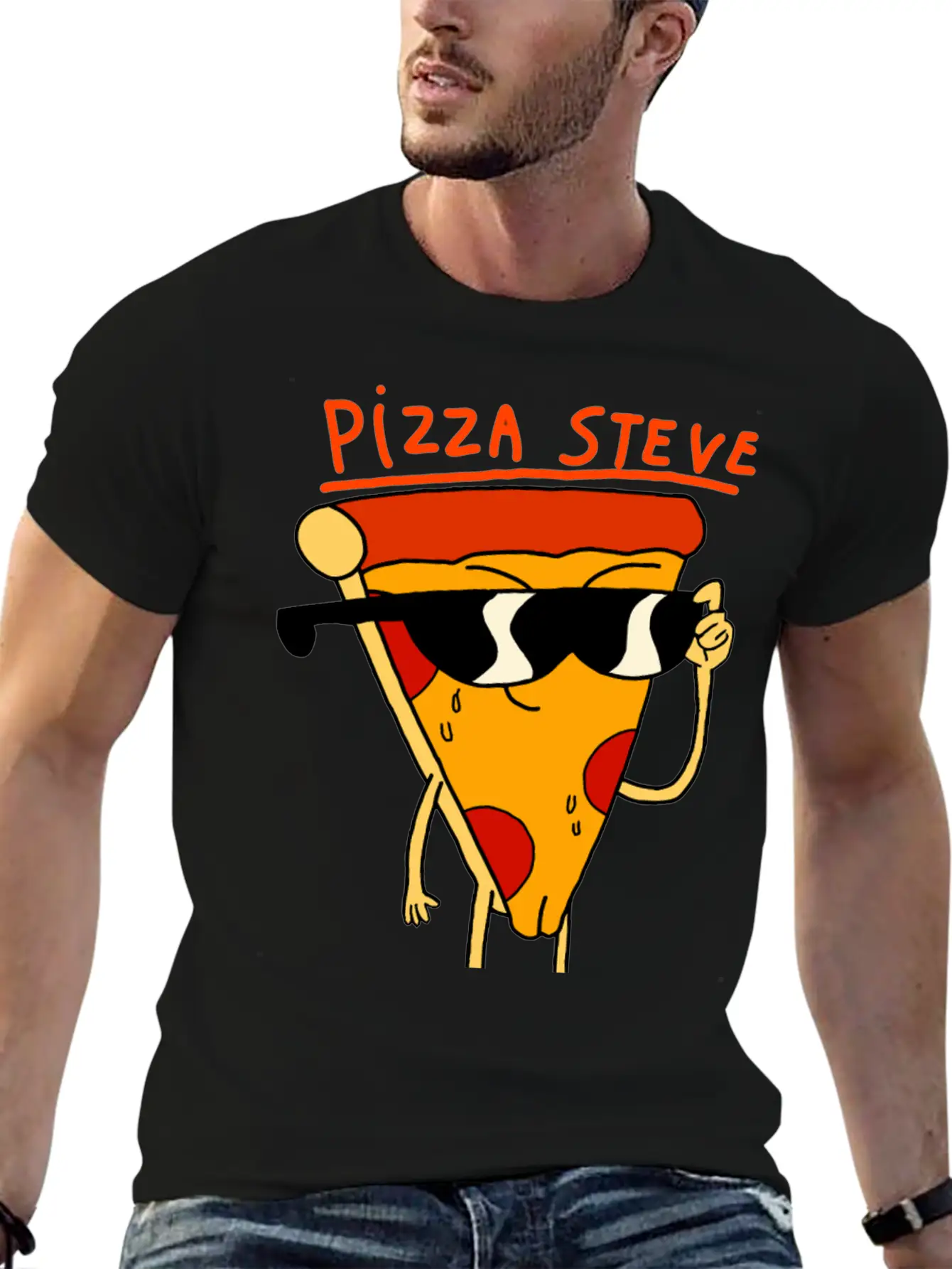 Steve Pizza Funny Art Relaxed Everyday Tee – Lightweight And Durable Cotton