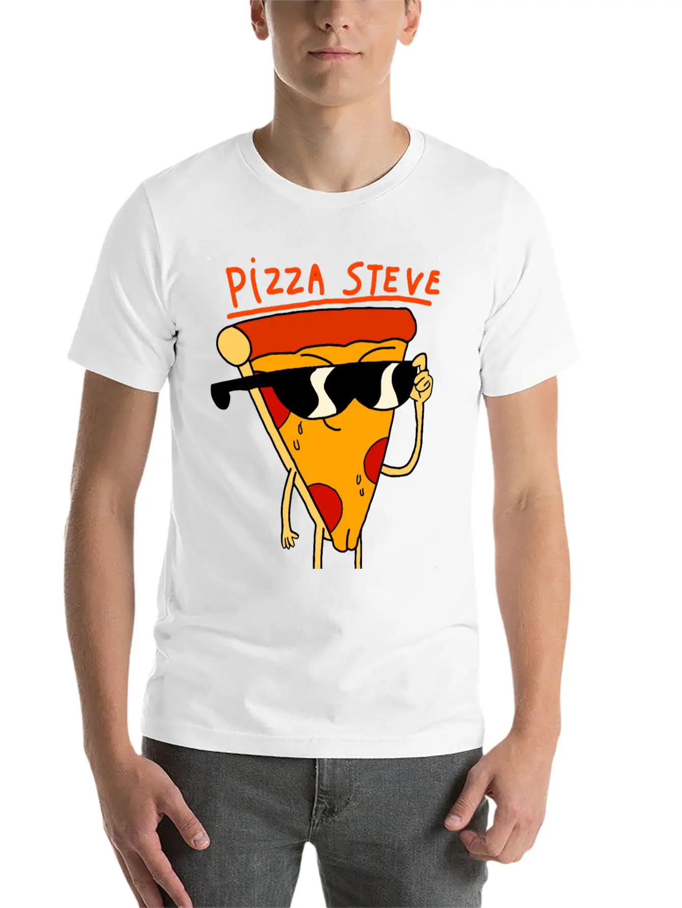 Steve Pizza Funny Art Relaxed Everyday Tee – Lightweight And Durable Cotton