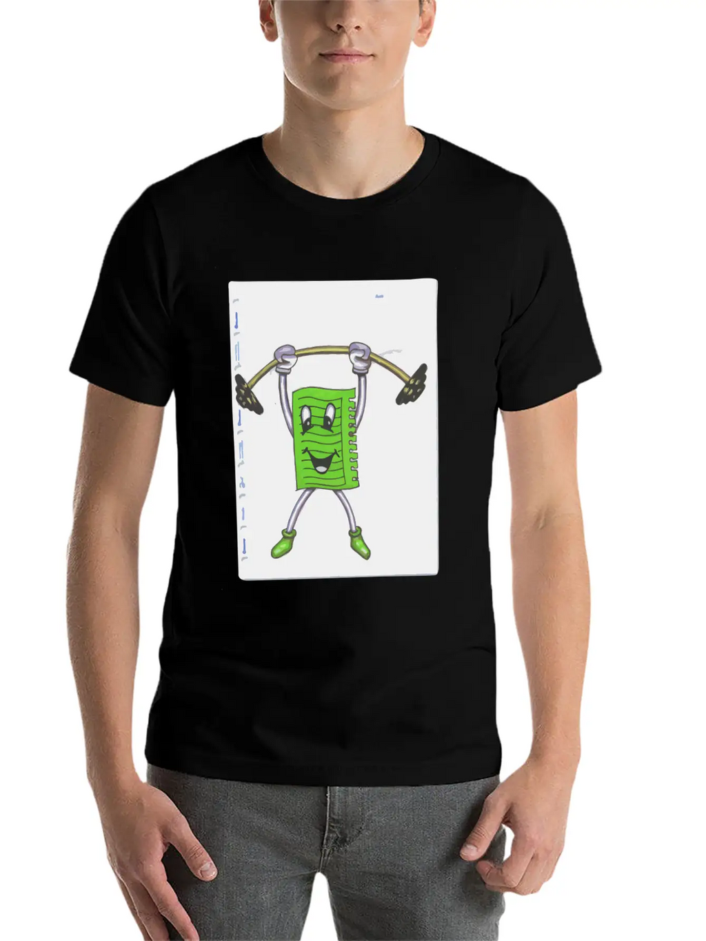 Sticky Note Sport Gym Drawing Paint Dumbbell Modern Fit Casual T-Shirt – Clean And Versatile Design