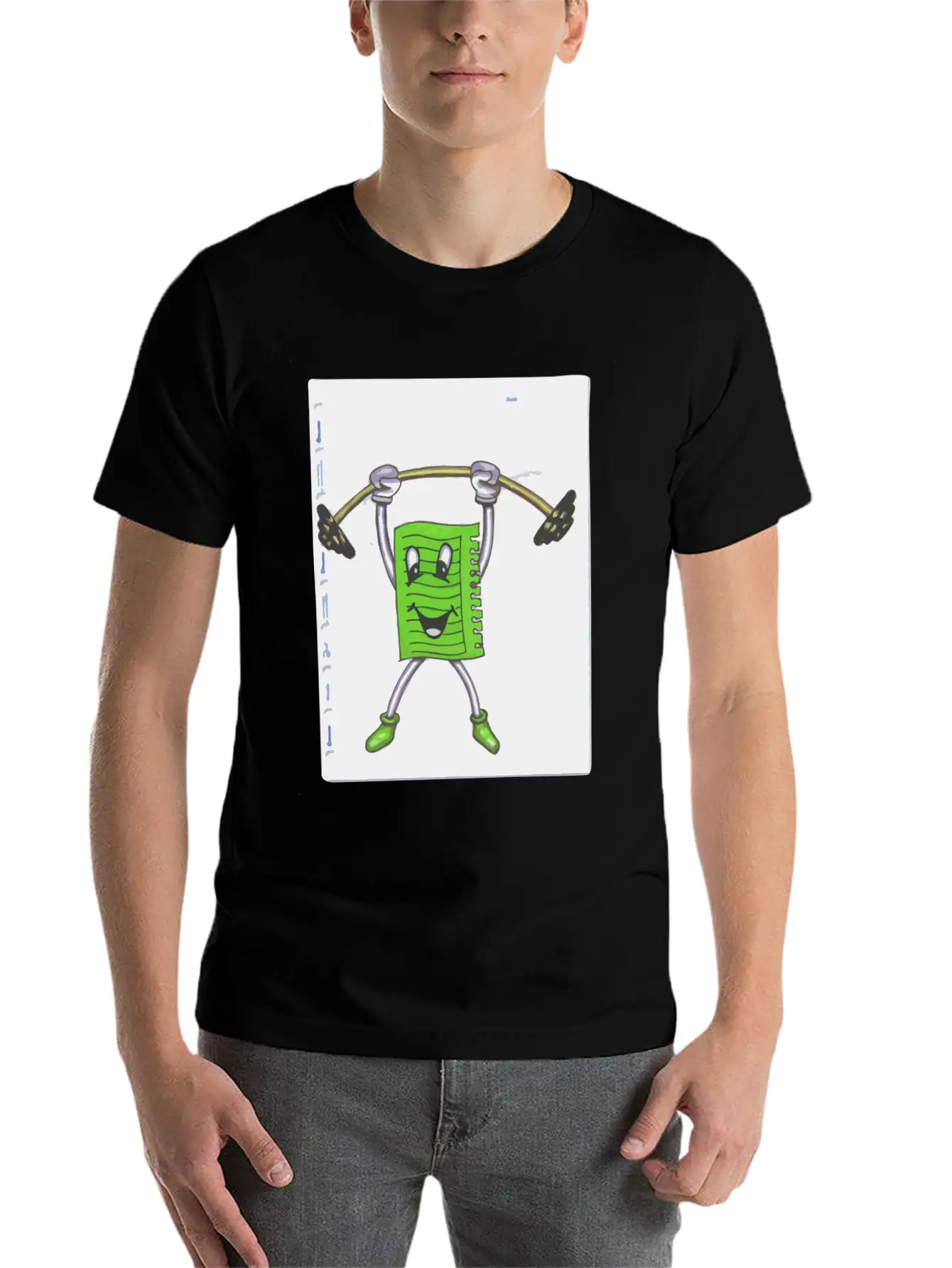 Sticky Note Sport Gym Drawing Paint Dumbbell Modern Fit Casual T-Shirt – Clean And Versatile Design