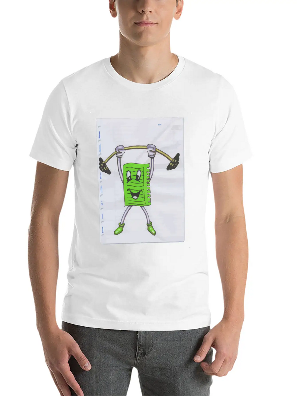 Sticky Note Sport Gym Drawing Paint Dumbbell Modern Fit Casual T-Shirt – Clean And Versatile Design
