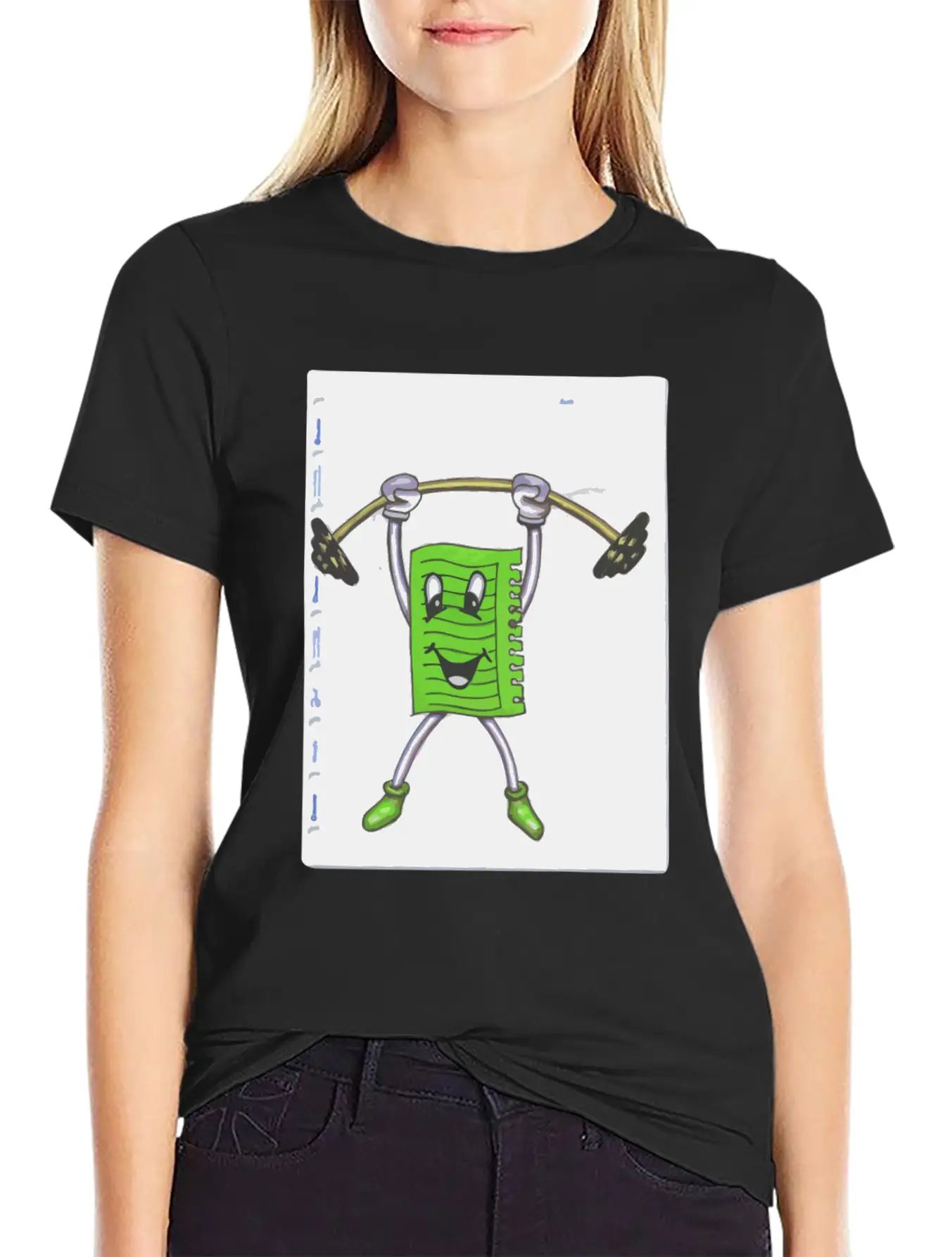 Sticky Note Sport Gym Drawing Paint Dumbbell Modern Fit Casual T-Shirt – Clean And Versatile Design