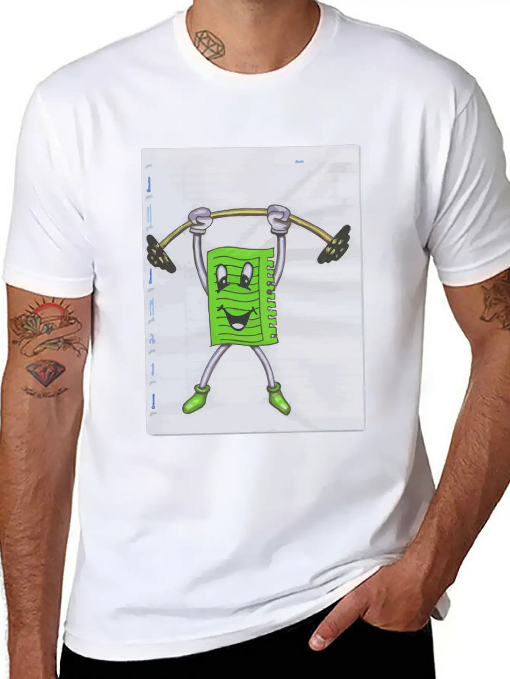 Sticky Note Sport Gym Drawing Paint Dumbbell Modern Fit Casual T-Shirt – Clean And Versatile Design