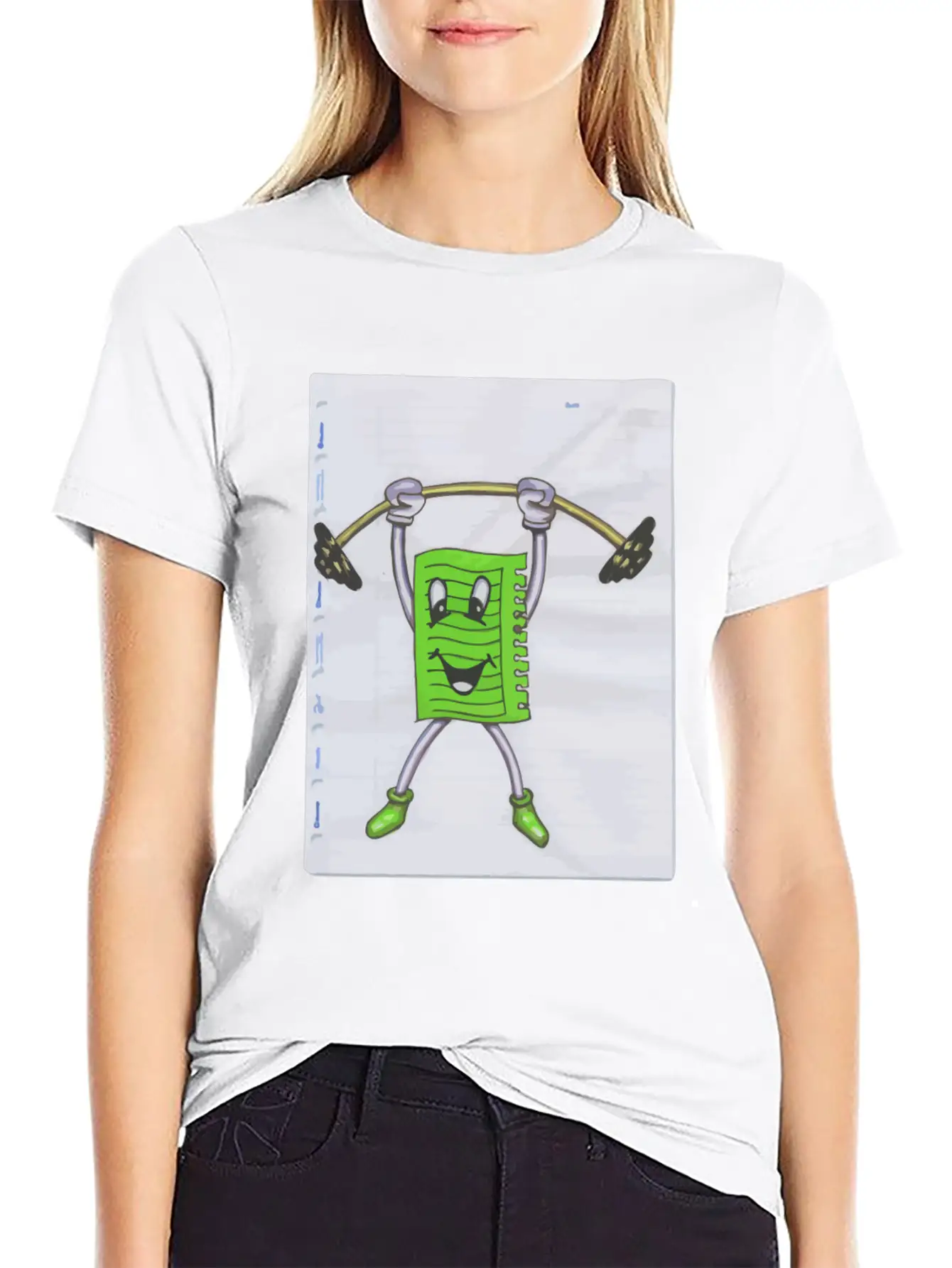 Sticky Note Sport Gym Drawing Paint Dumbbell Modern Fit Casual T-Shirt – Clean And Versatile Design