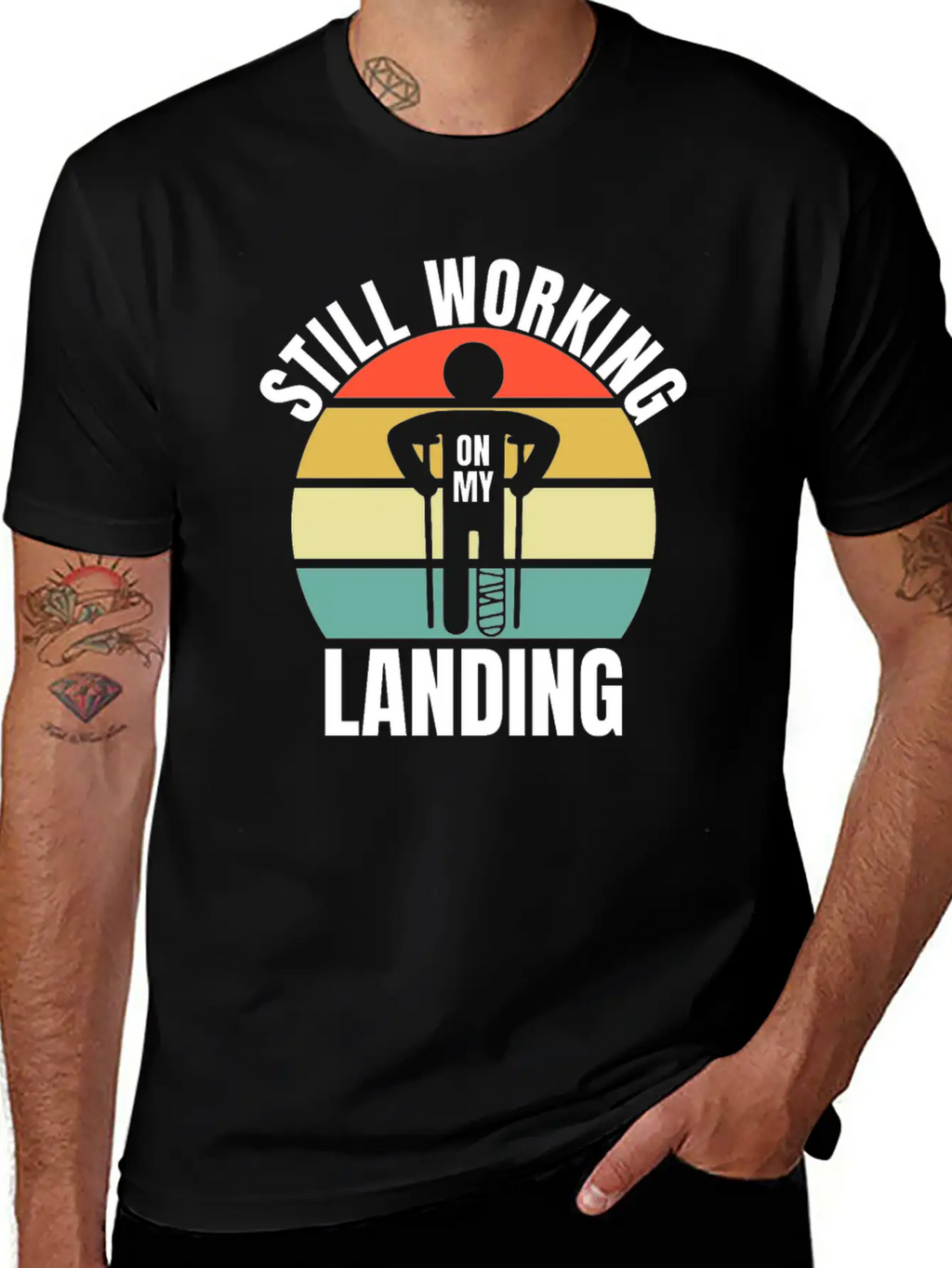 Still Working On My Landing - Leg Fracture Stylish Everyday T-Shirt – Unisex Basic Cotton Tee