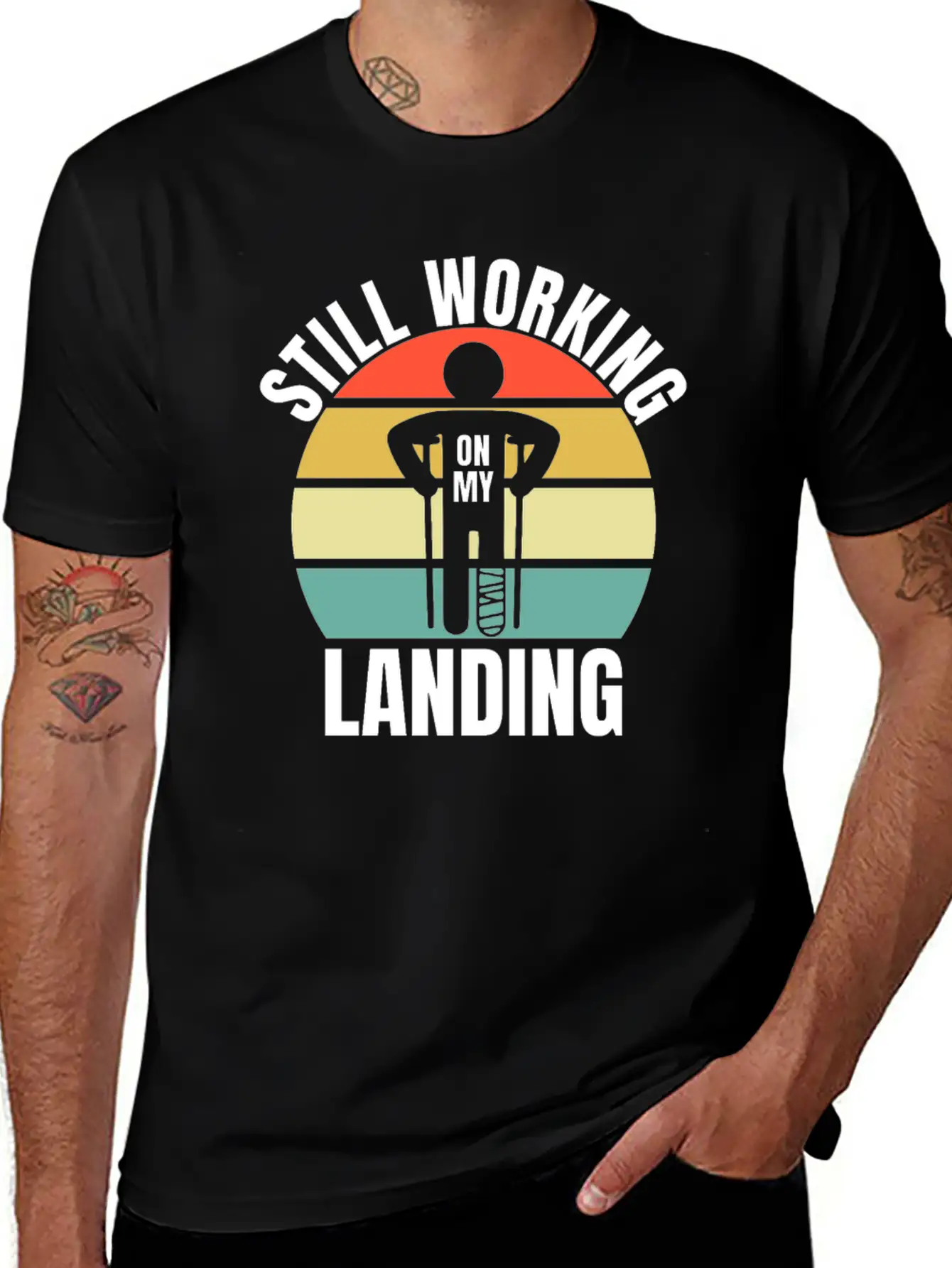 Still Working On My Landing - Leg Fracture Stylish Everyday T-Shirt – Unisex Basic Cotton Tee