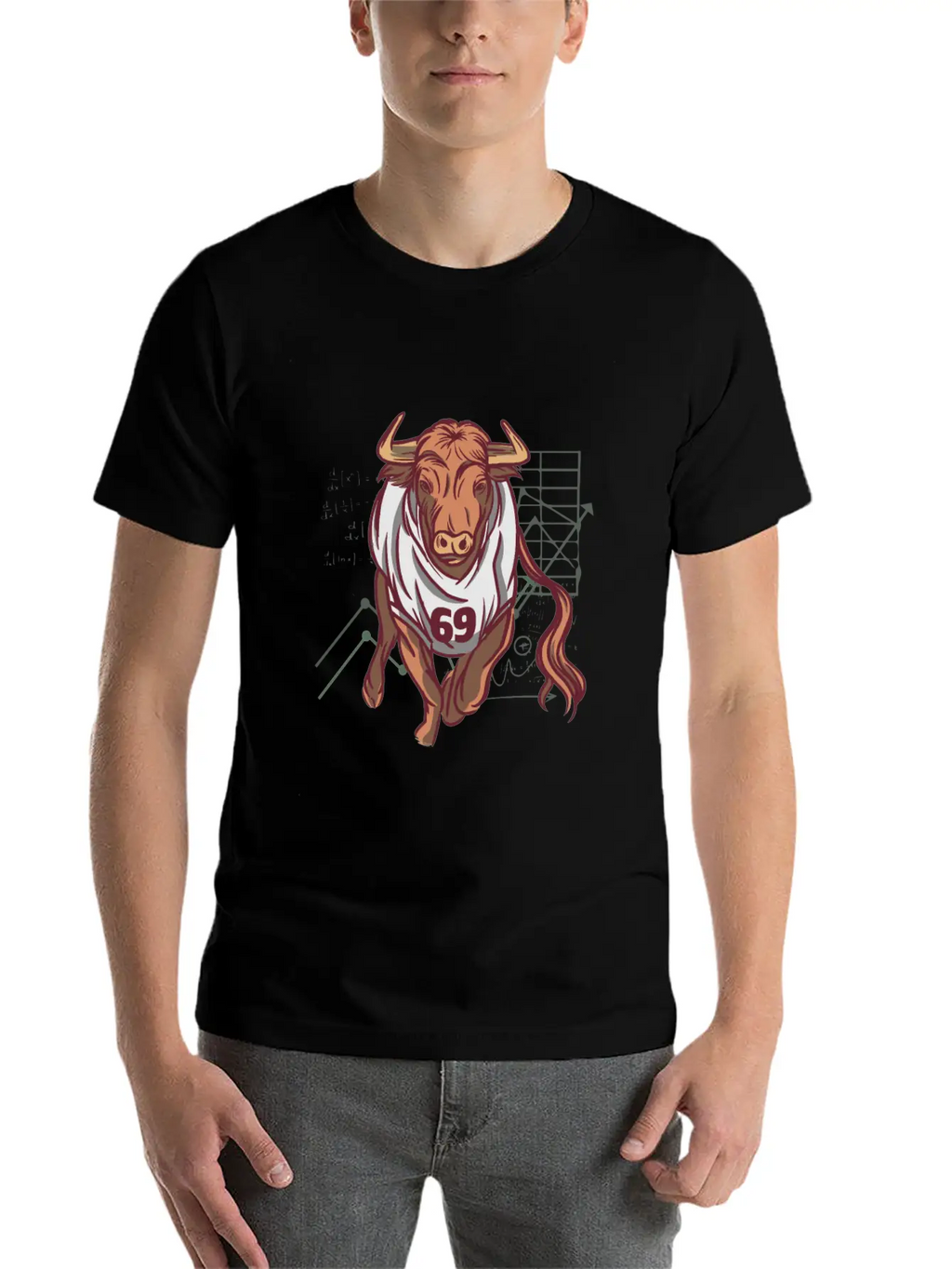 Stock Market Bull Running With 69 Shirt Timeless Short Sleeve Tee – Comfy And Minimalist Design
