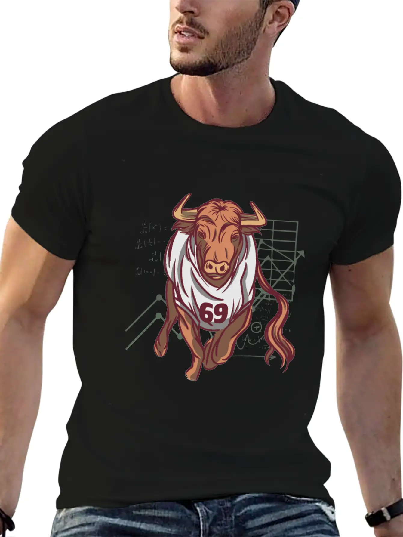 Stock Market Bull Running With 69 Shirt Timeless Short Sleeve Tee – Comfy And Minimalist Design