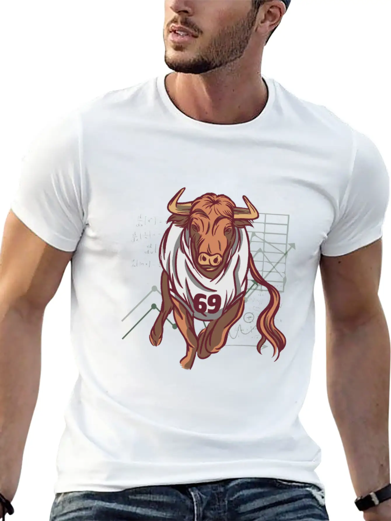 Stock Market Bull Running With 69 Shirt Timeless Short Sleeve Tee – Comfy And Minimalist Design