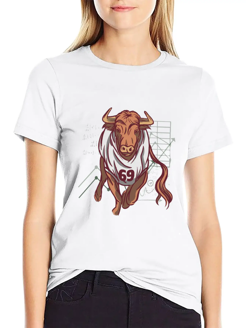 Stock Market Bull Running With 69 Shirt Timeless Short Sleeve Tee – Comfy And Minimalist Design