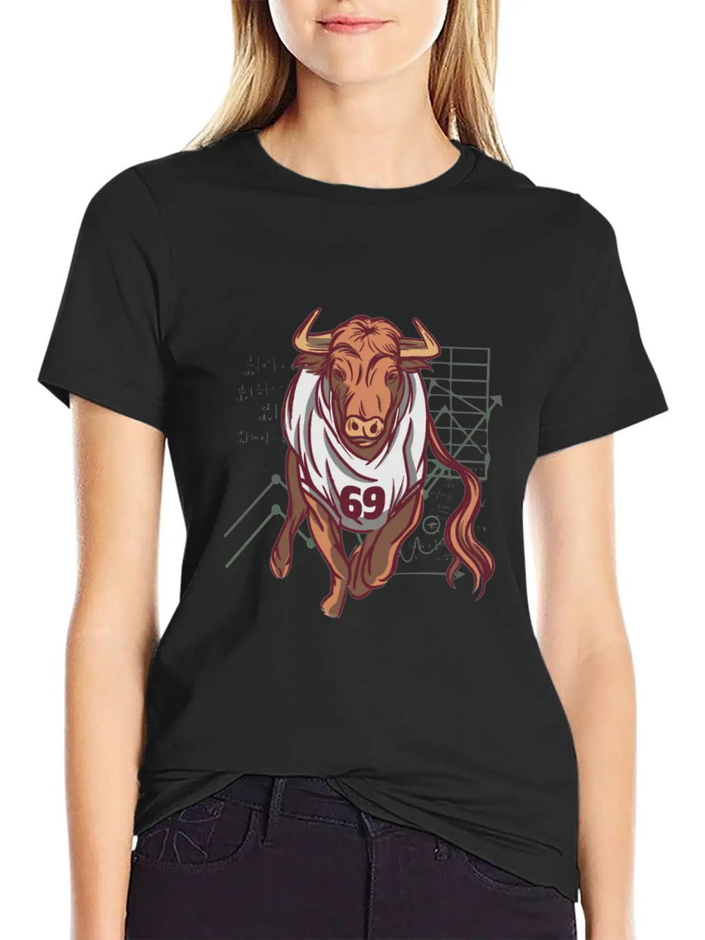 Stock Market Bull Running With 69 Shirt Timeless Short Sleeve Tee – Comfy And Minimalist Design