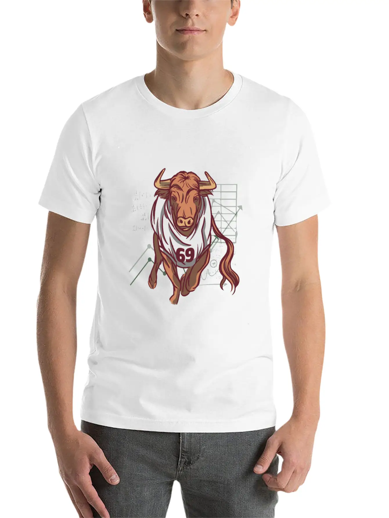 Stock Market Bull Running With 69 Shirt Timeless Short Sleeve Tee – Comfy And Minimalist Design