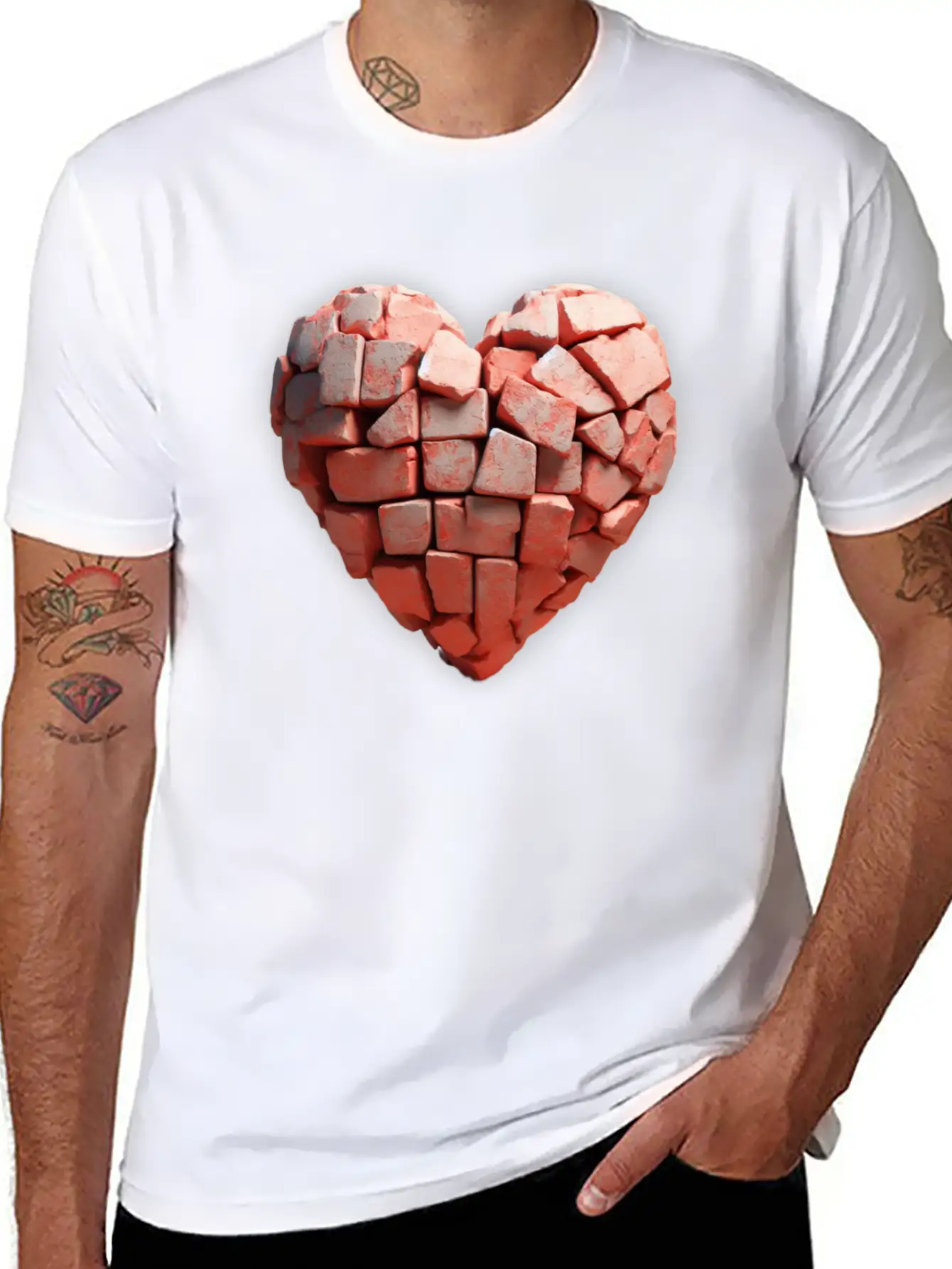 Stone Brick Heart Classic Cotton Tee – Unisex Comfort For Any Season