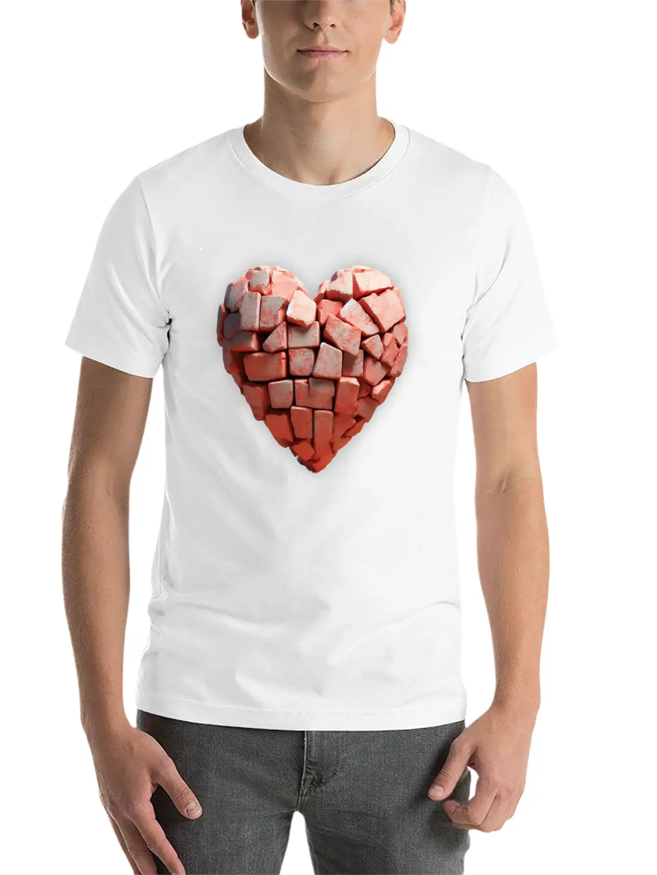 Stone Brick Heart Classic Cotton Tee – Unisex Comfort For Any Season