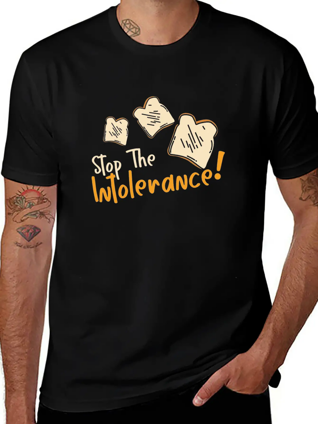 Stop The Intolerance Food Allergy Awareness Breathable Graphic T-Shirt – Perfect For Casual Days