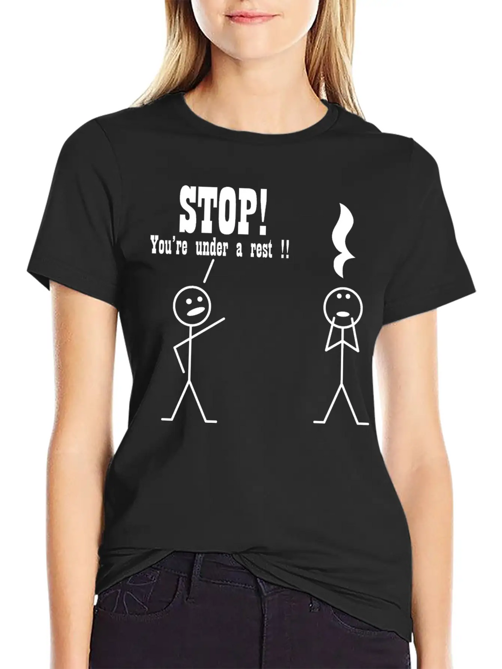 Stop! You're Under A Rest. Musical Humor Stylish Everyday T-Shirt – Unisex Basic Cotton Tee