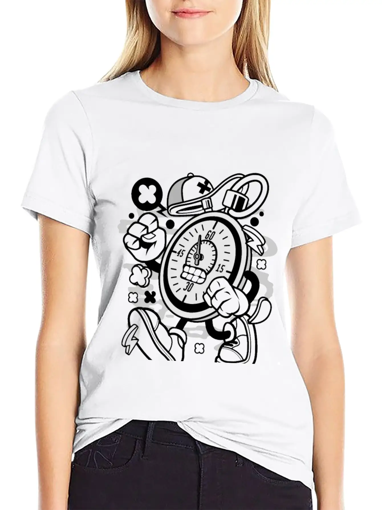 Stopwatch For Animated Characters Comics And Pop C Unisex Casual T-Shirt – Clean Design For Daily Comfort