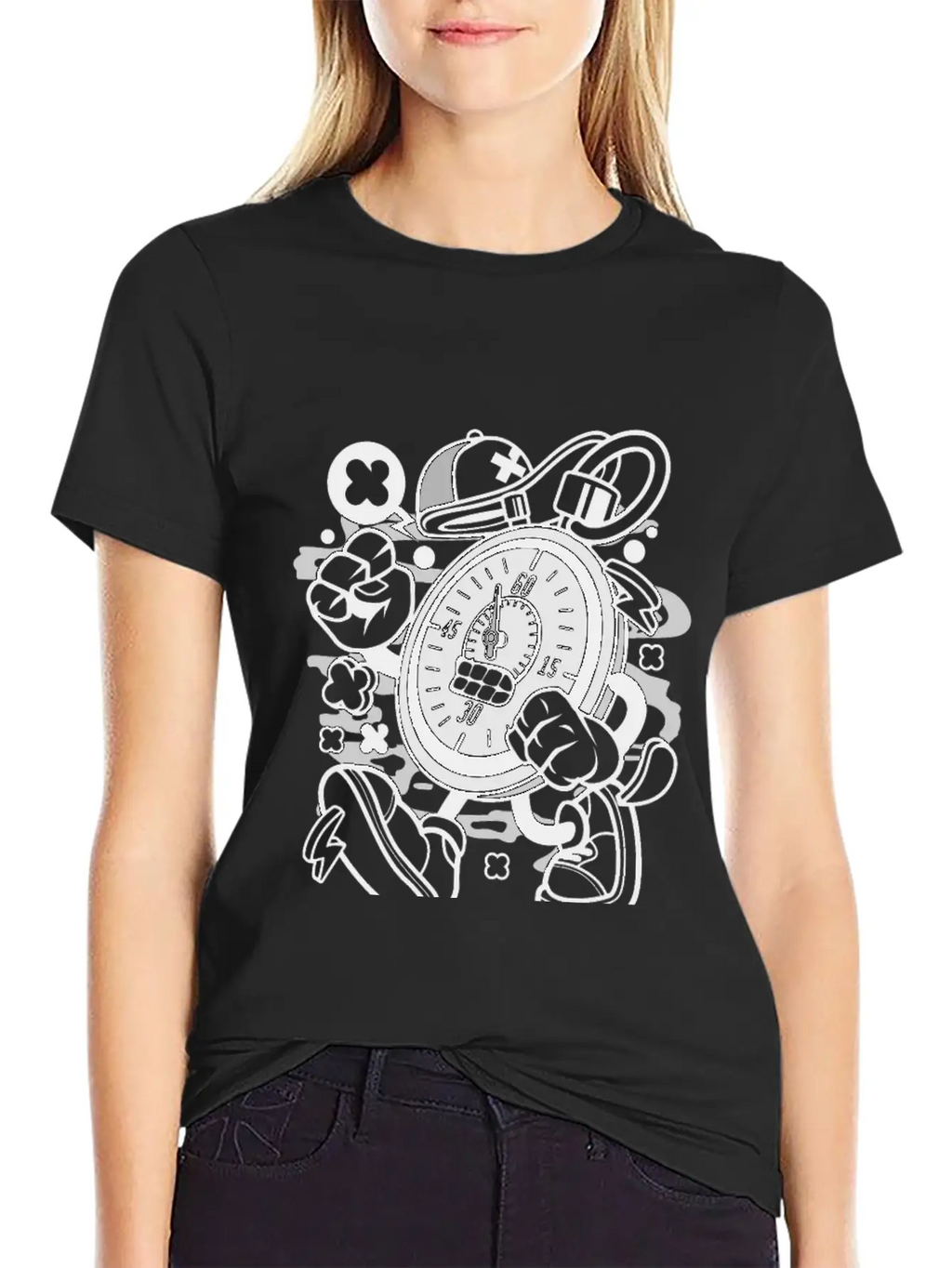 Stopwatch For Animated Characters Comics And Pop C Unisex Casual T-Shirt – Clean Design For Daily Comfort