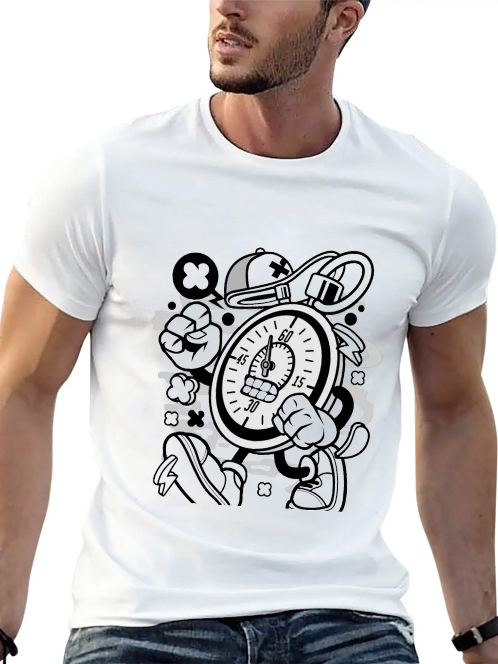 Stopwatch For Animated Characters Comics And Pop C Unisex Casual T-Shirt – Clean Design For Daily Comfort