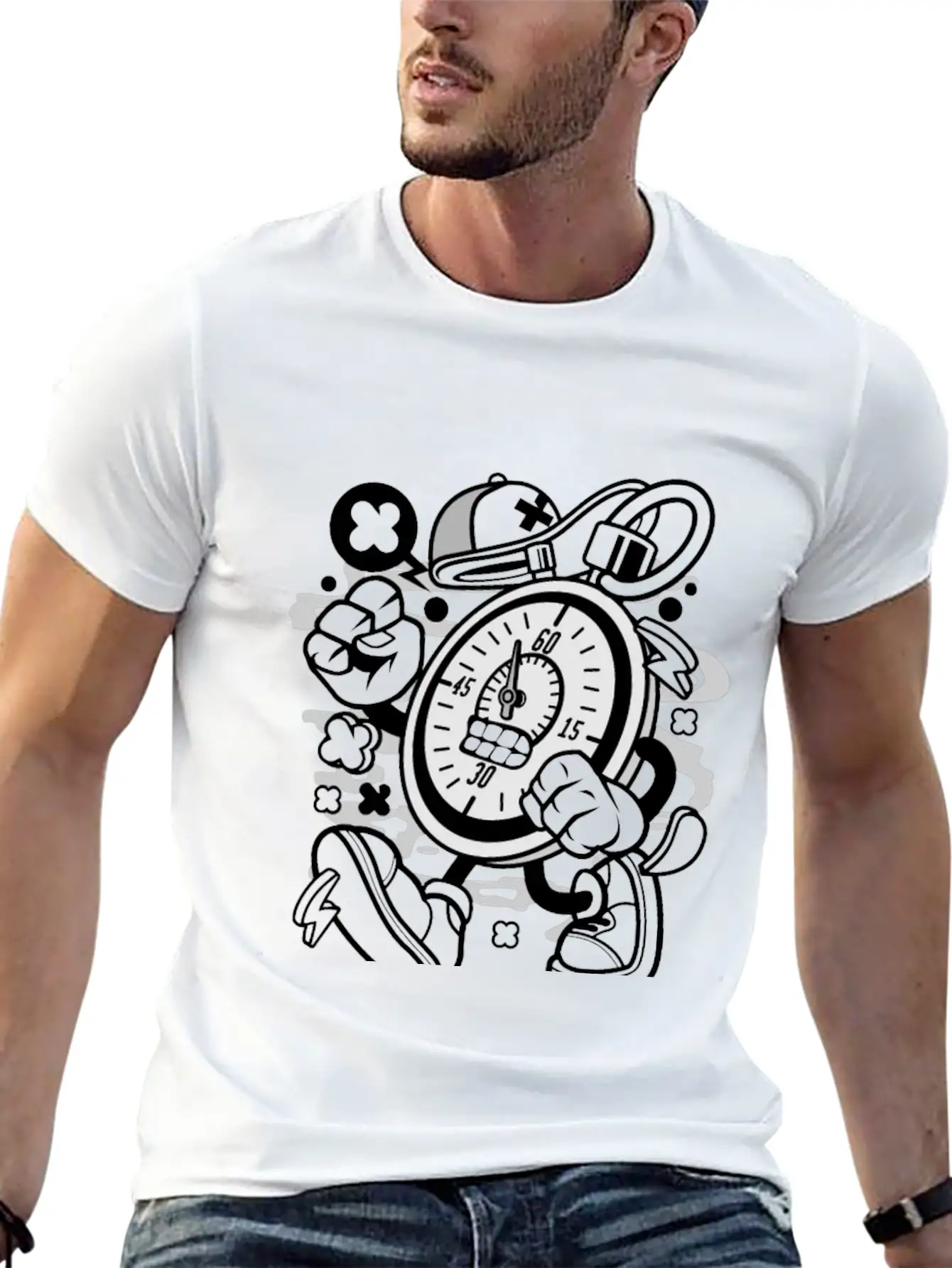 Stopwatch For Animated Characters Comics And Pop C Unisex Casual T-Shirt – Clean Design For Daily Comfort