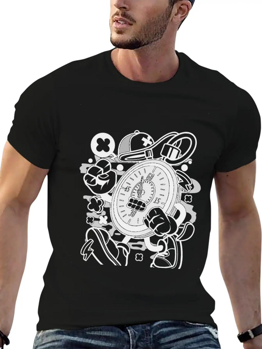Stopwatch For Animated Characters Comics And Pop C Unisex Casual T-Shirt – Clean Design For Daily Comfort