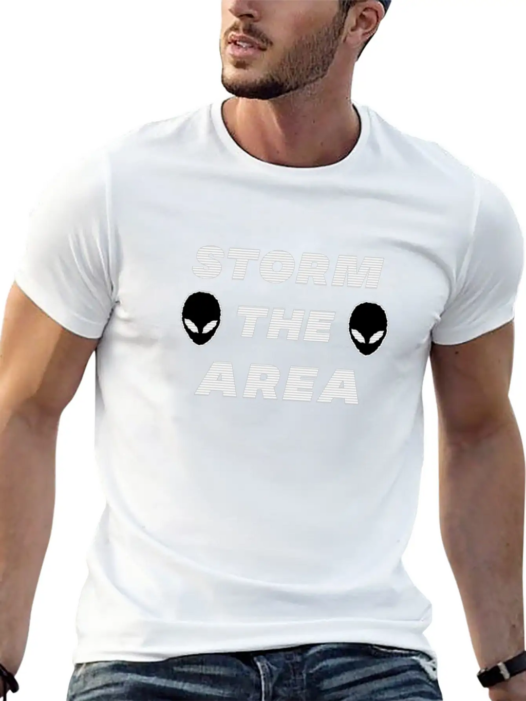 Storm The Area Alien UFO Space Spaceman Classic Cotton Tee – Unisex Comfort For Any Season