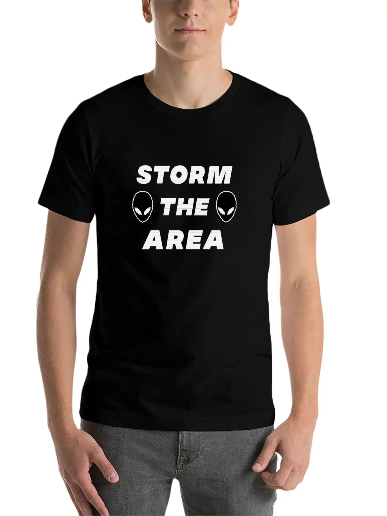 Storm The Area Alien UFO Space Spaceman Classic Cotton Tee – Unisex Comfort For Any Season