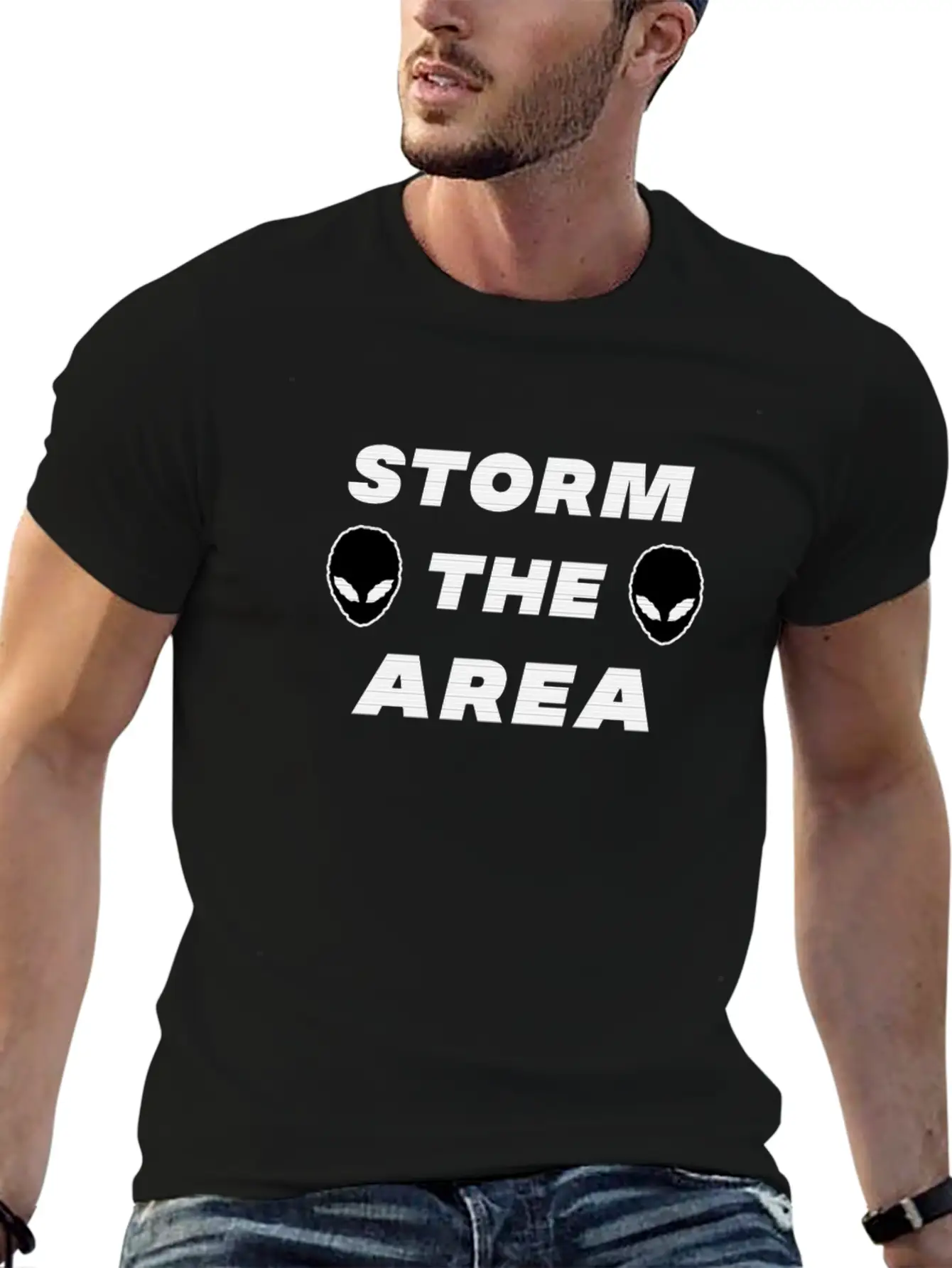 Storm The Area Alien UFO Space Spaceman Classic Cotton Tee – Unisex Comfort For Any Season