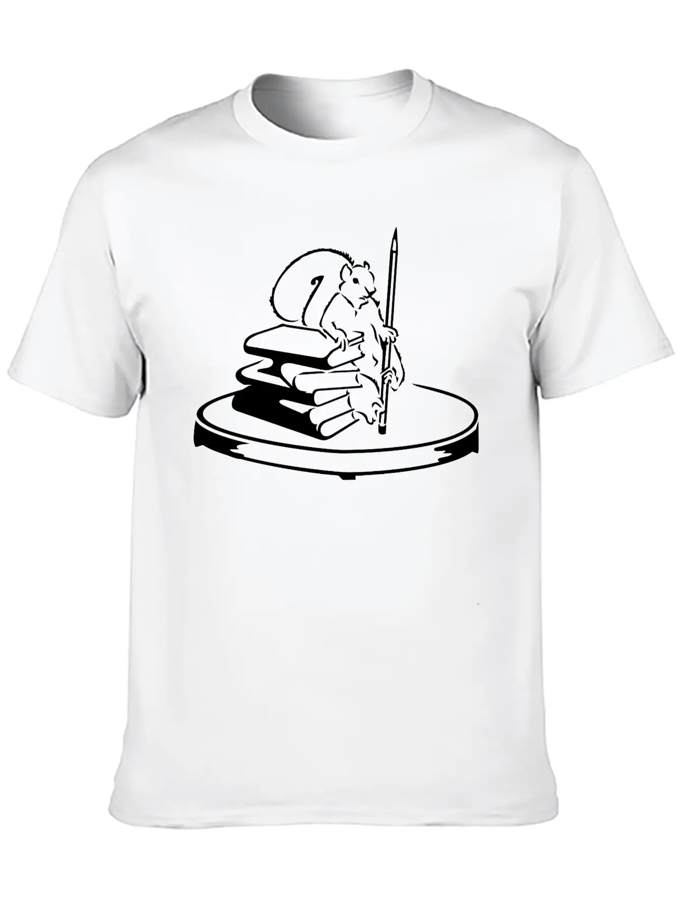 Story Collector Squirrel With Books & Pencil (1c) Timeless Short Sleeve Tee – Comfy And Minimalist Design