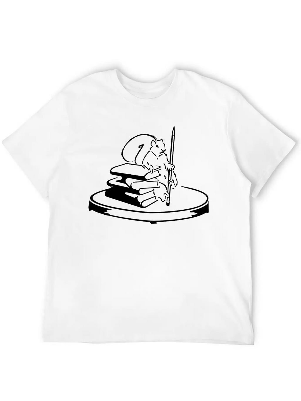 Story Collector Squirrel With Books & Pencil (1c) Timeless Short Sleeve Tee – Comfy And Minimalist Design