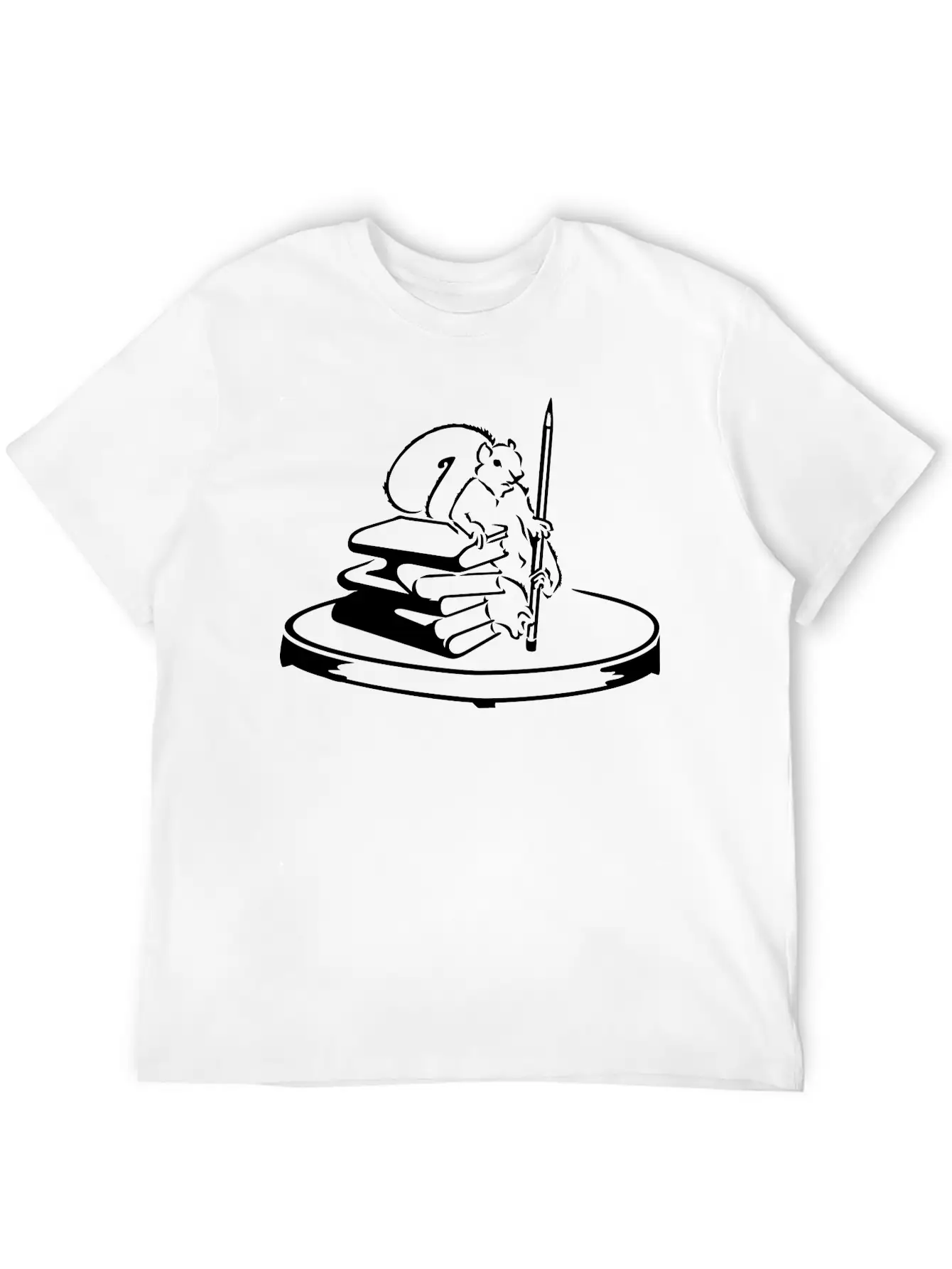 Story Collector Squirrel With Books & Pencil (1c) Timeless Short Sleeve Tee – Comfy And Minimalist Design