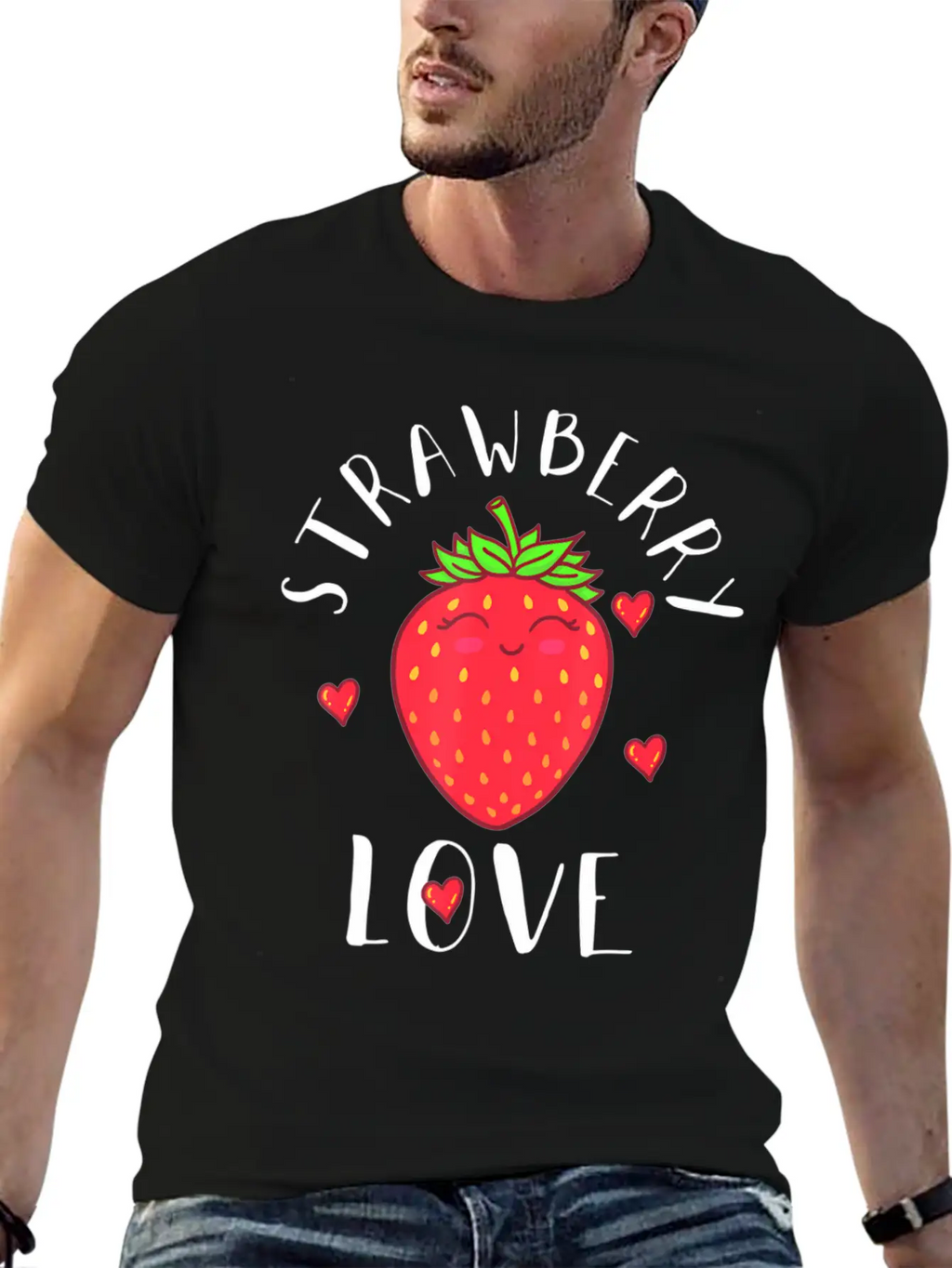 Strawberry Love Lover Fruit Smiling Farmer Greengr Breathable Graphic T-Shirt – Perfect For Casual Days