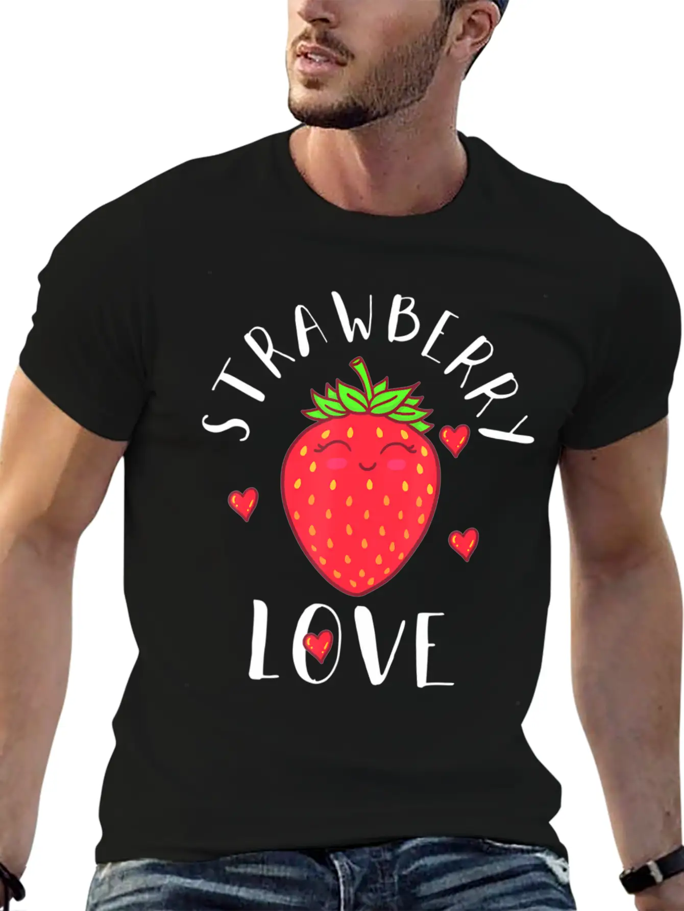 Strawberry Love Lover Fruit Smiling Farmer Greengr Breathable Graphic T-Shirt – Perfect For Casual Days