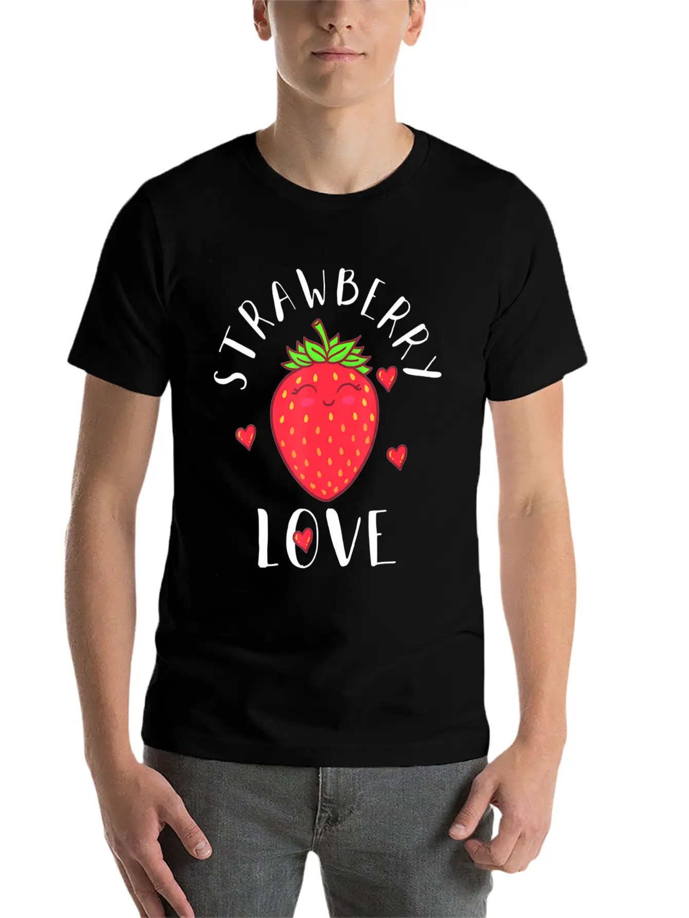 Strawberry Love Lover Fruit Smiling Farmer Greengr Breathable Graphic T-Shirt – Perfect For Casual Days