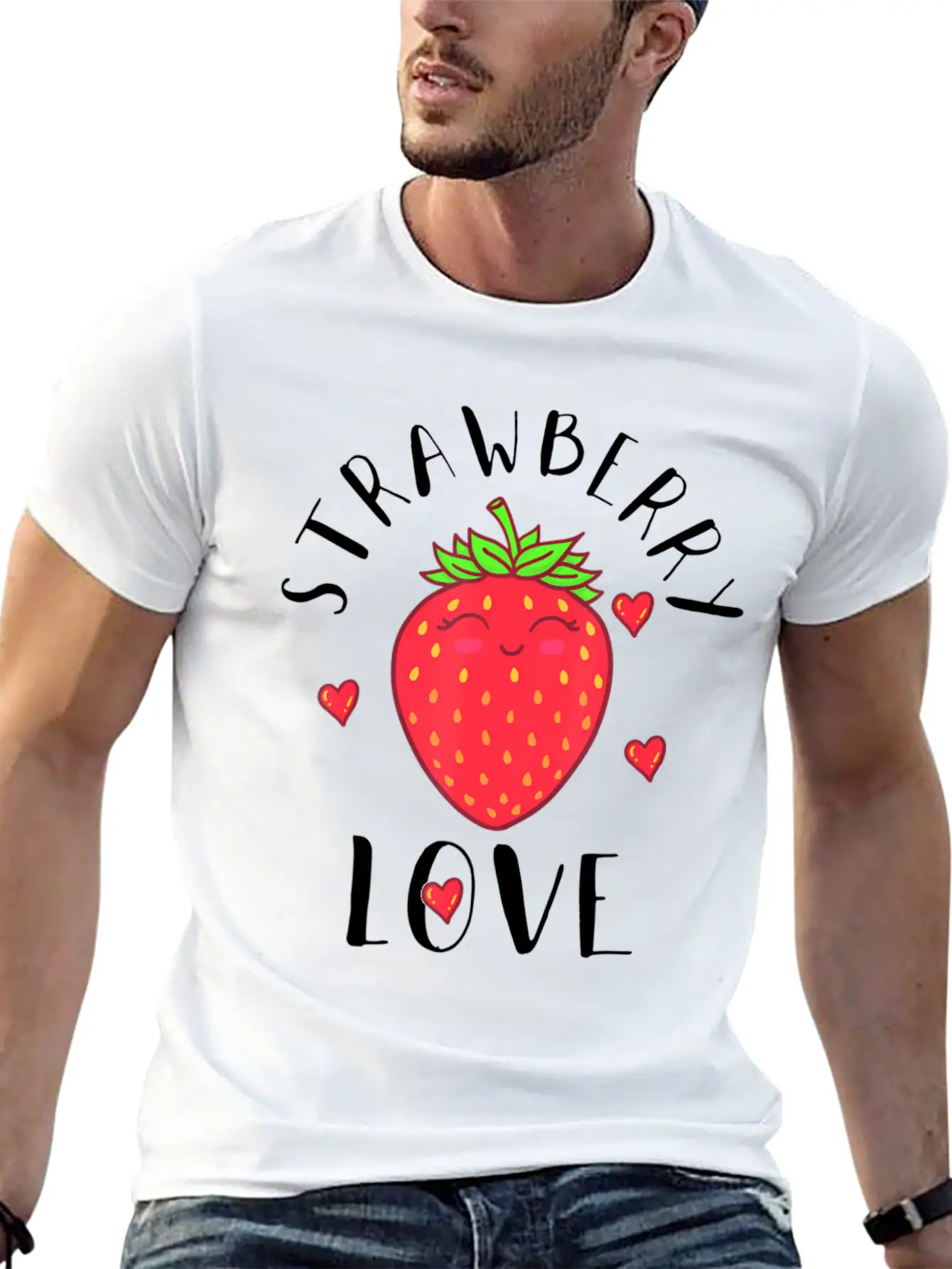 Strawberry Love Lover Fruit Smiling Farmer Greengr Breathable Graphic T-Shirt – Perfect For Casual Days