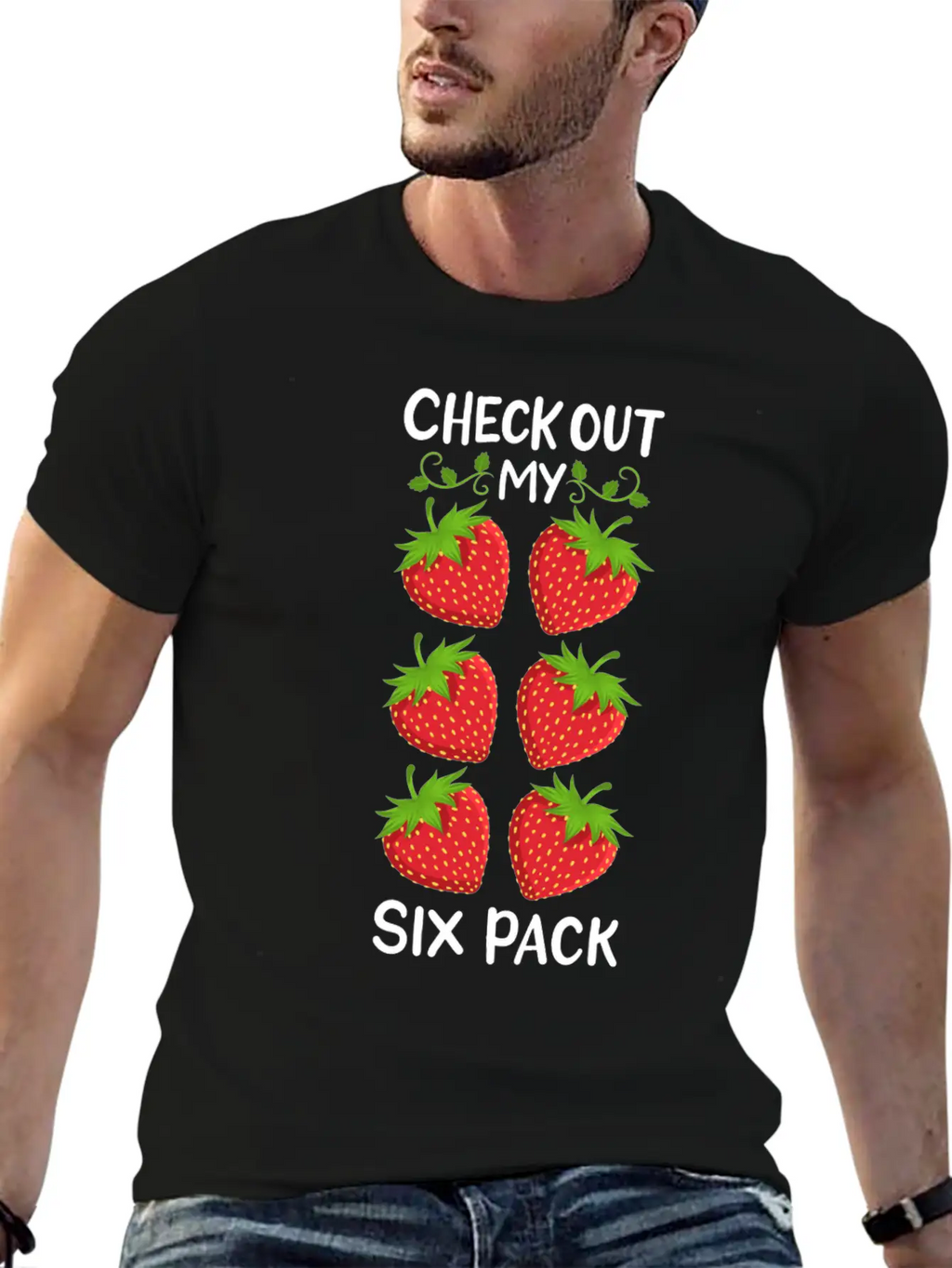 Strawberry Six Pack Workout Basic Graphic T-Shirt – Daily Comfort In Soft Cotton