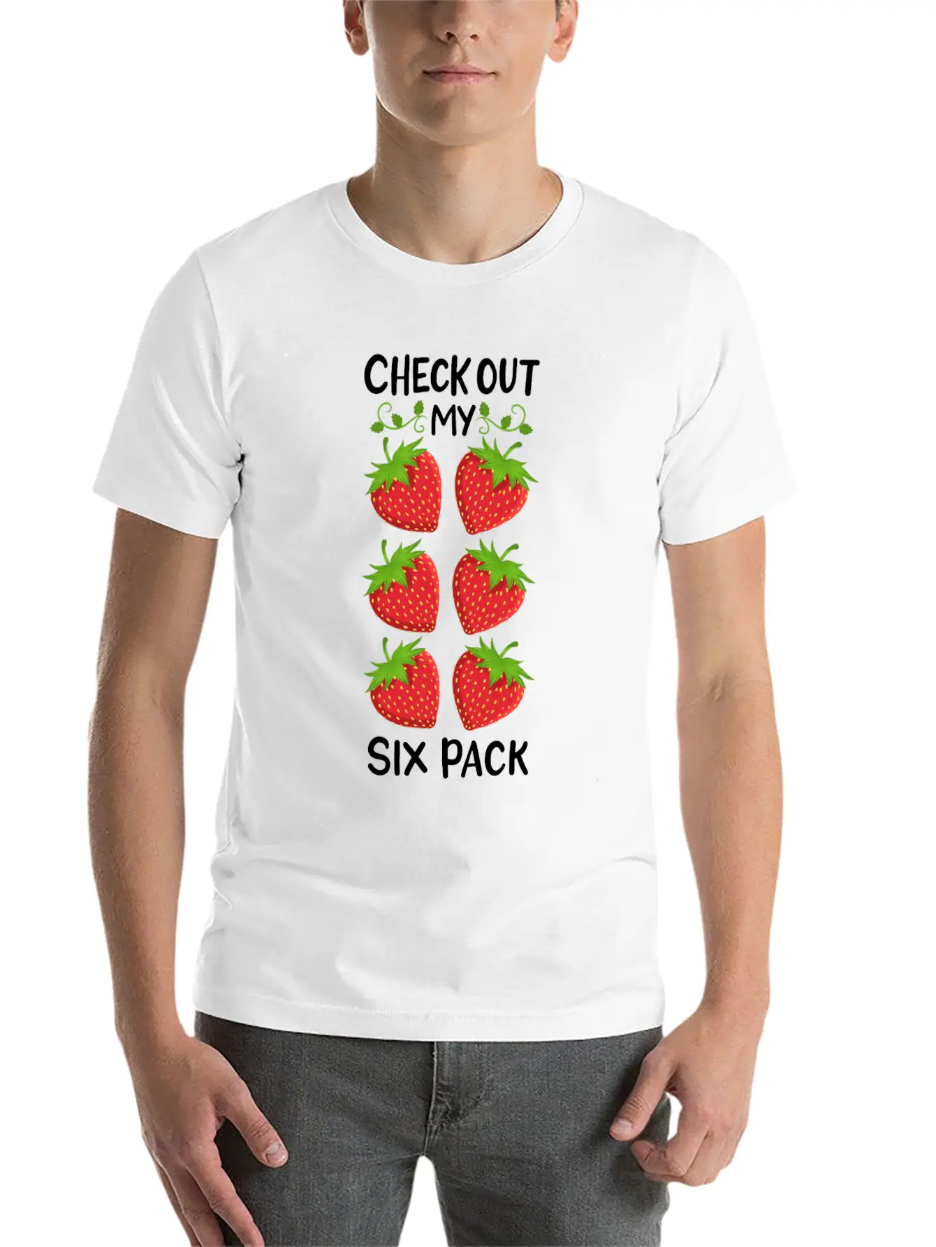 Strawberry Six Pack Workout Basic Graphic T-Shirt – Daily Comfort In Soft Cotton