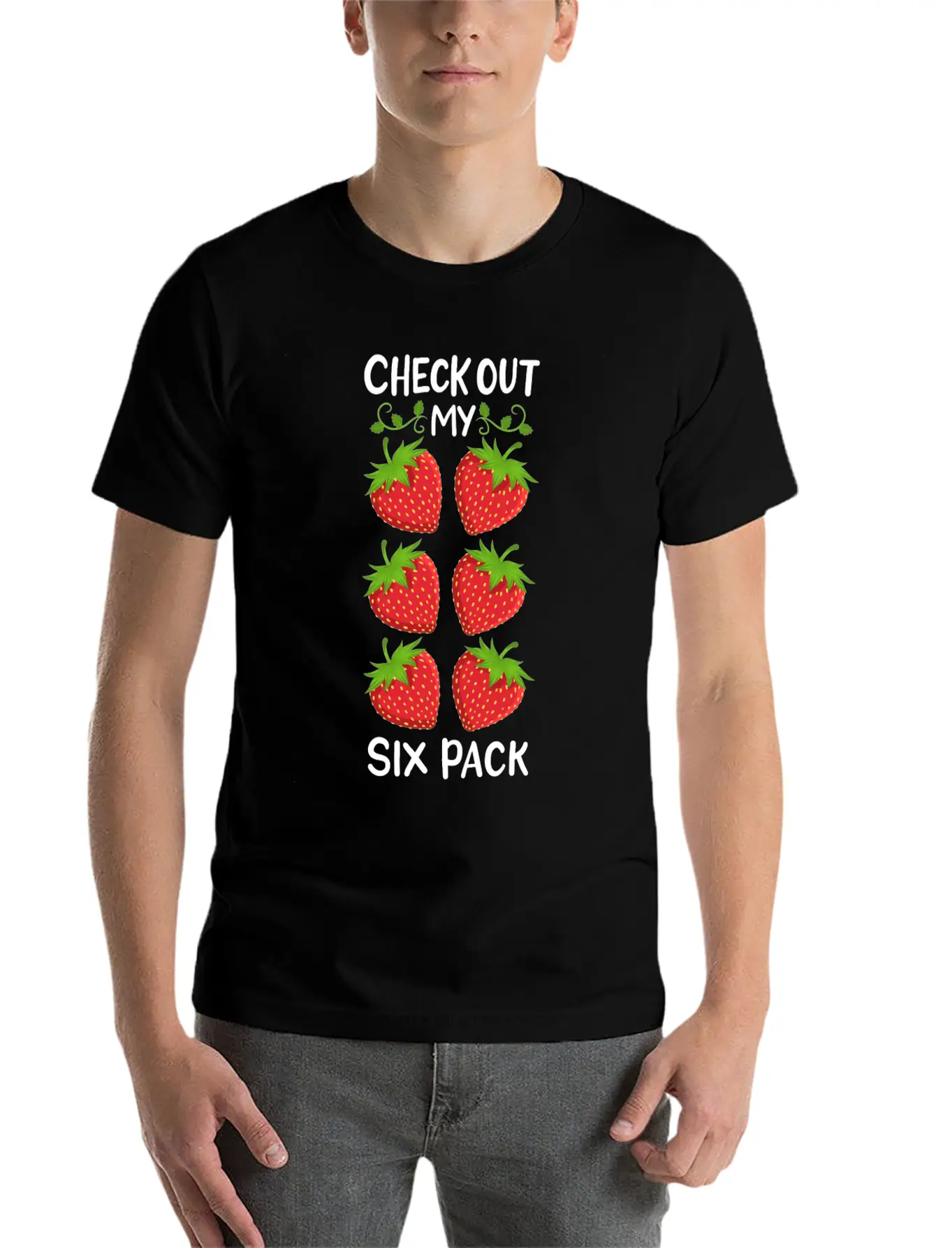 Strawberry Six Pack Workout Basic Graphic T-Shirt – Daily Comfort In Soft Cotton