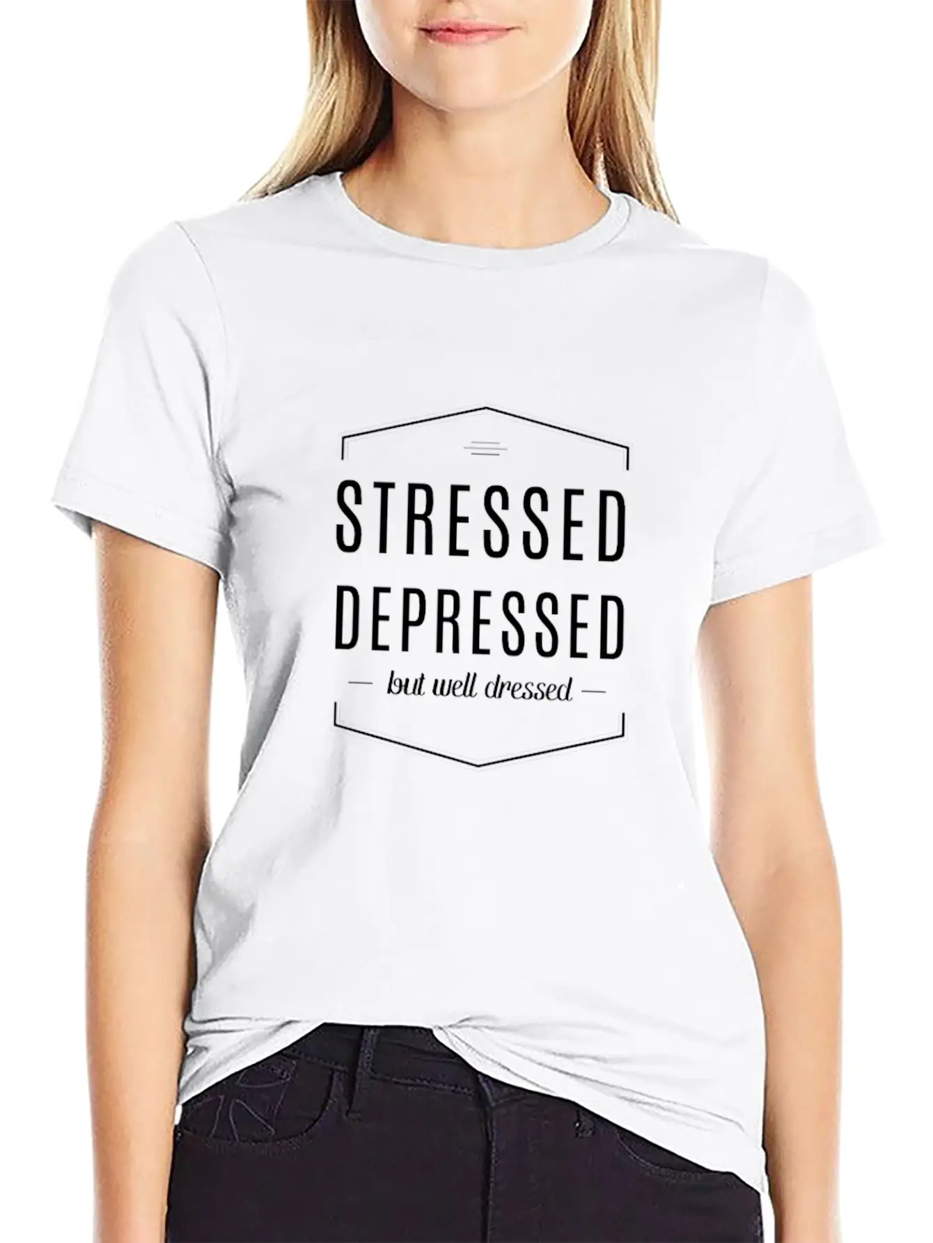 Stressed Depressed But Well Dressed Breathable Soft Cotton T-Shirt – Timeless Casual Look