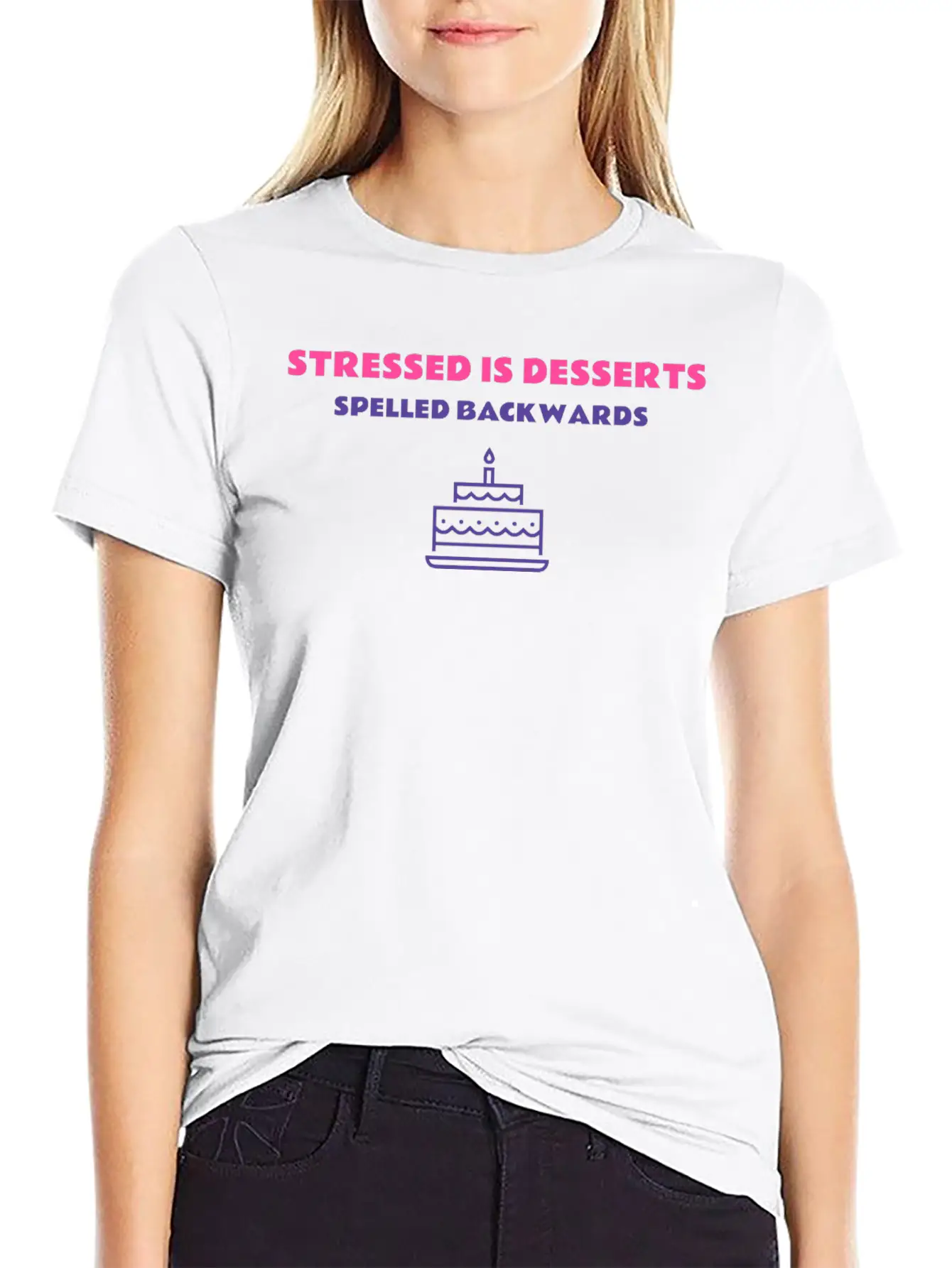 Stressed Is Desserts Spelled Backwards, T-Shirt Timeless Short Sleeve Tee – Comfy And Minimalist Design